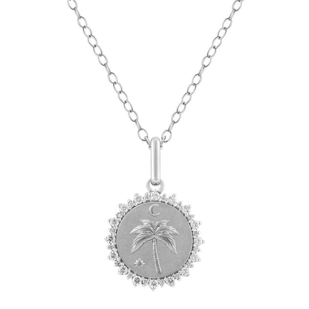 Royal Aura Sterling Silver 1/4 Carat T.W. Diamond Medallion Palm Tree Pendant Necklace, Women's, Size: 18" Product Image