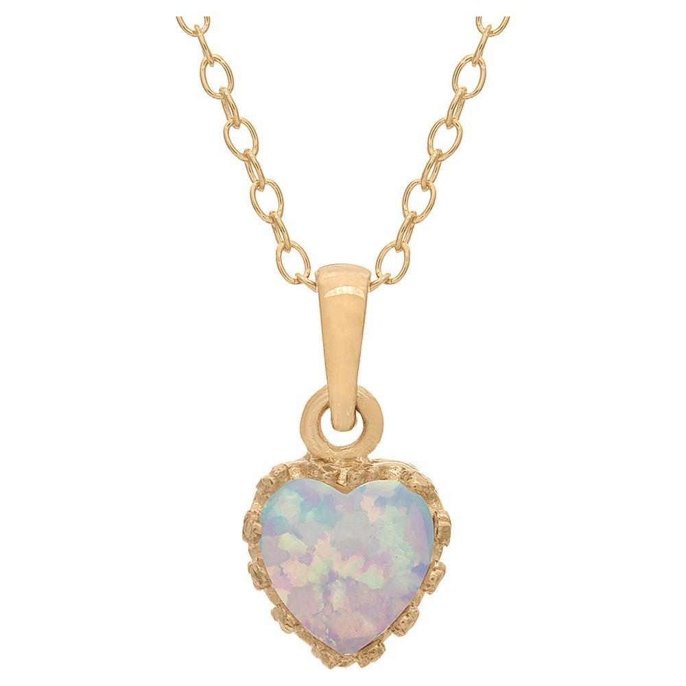Designs by Gioelli Sterling Silver Lab-Created Opal Heart Crown Pendant, Women's, Size: 18", White Product Image
