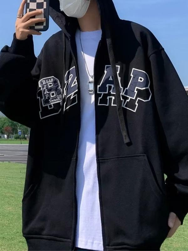 Men's Contrast Color Print Oversized Hoodie Product Image