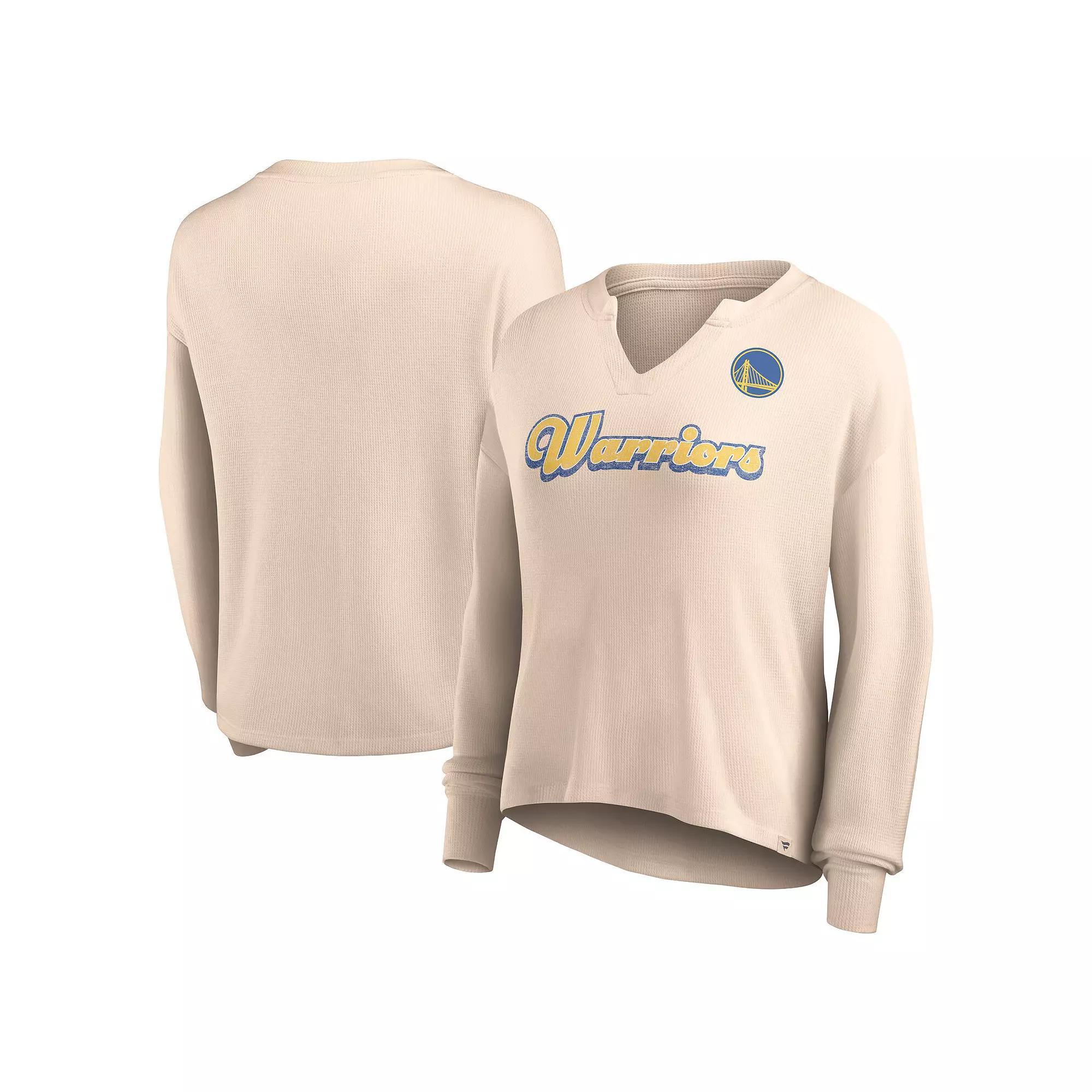 Women's Fanatics Branded Tan Golden State Warriors Go For It Long Sleeve Notch Neck T-Shirt, Size: Small, Team Product Image