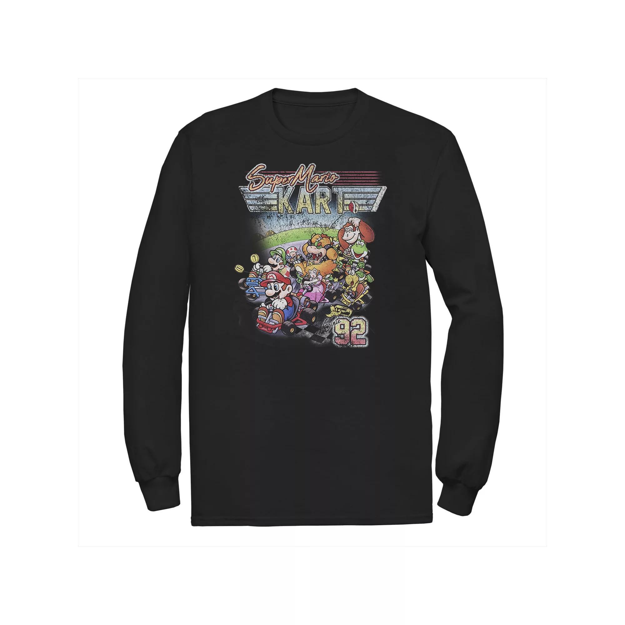 Big & Tall Nintendo Super Mario Kart Distressed Poster Long Sleeve, Men's, Size: Large Tall, Black Product Image