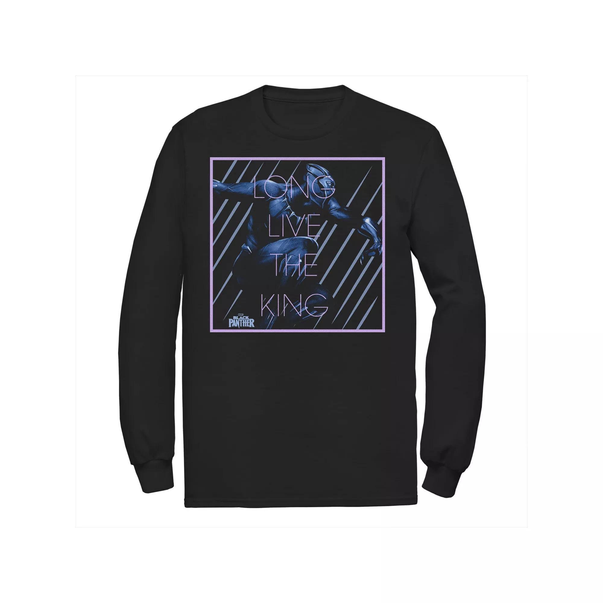 Mens Marvel Panther TChalla Lives Long Box Long Sleeve Graphic Tee Product Image