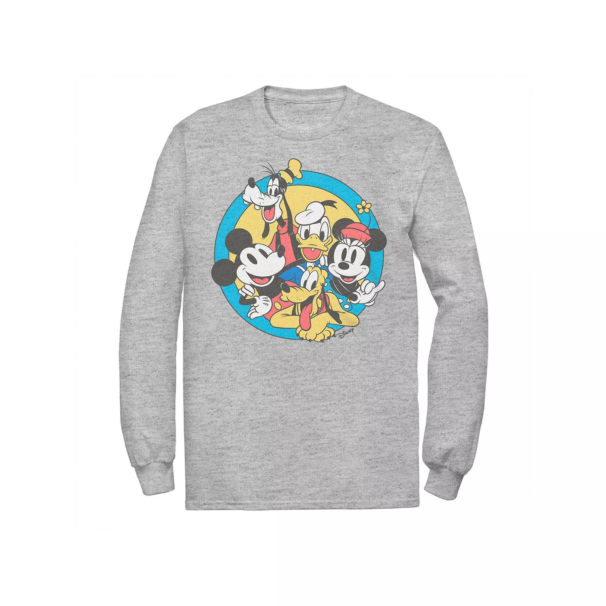 Men's Disney's Mickey And Friends Retro Group Shot Tee, Size: Medium, Athletic Grey Product Image