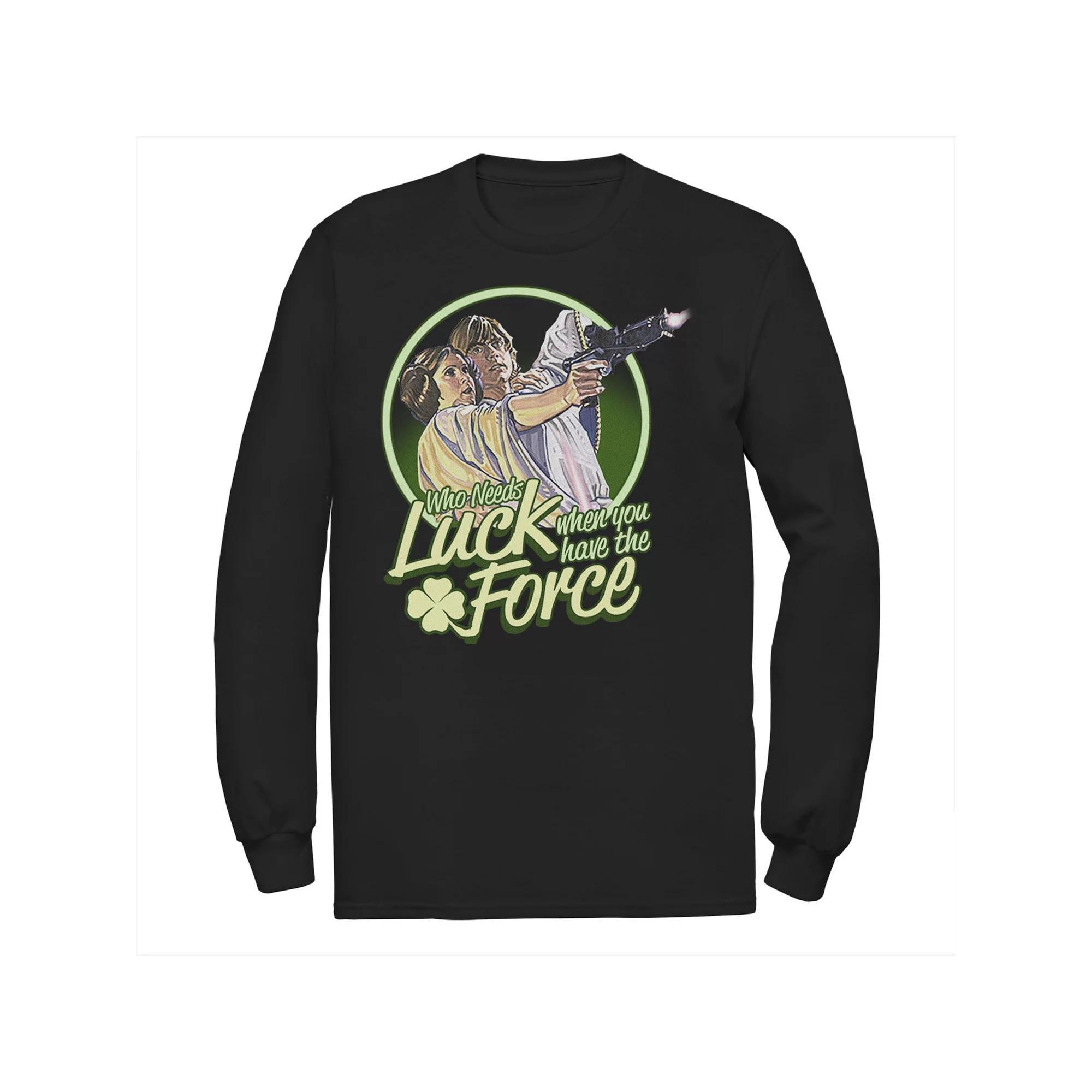 Men's Star Wars Who Needs Luck St. Patrick's Retro Tee, Size: Small, Black Product Image