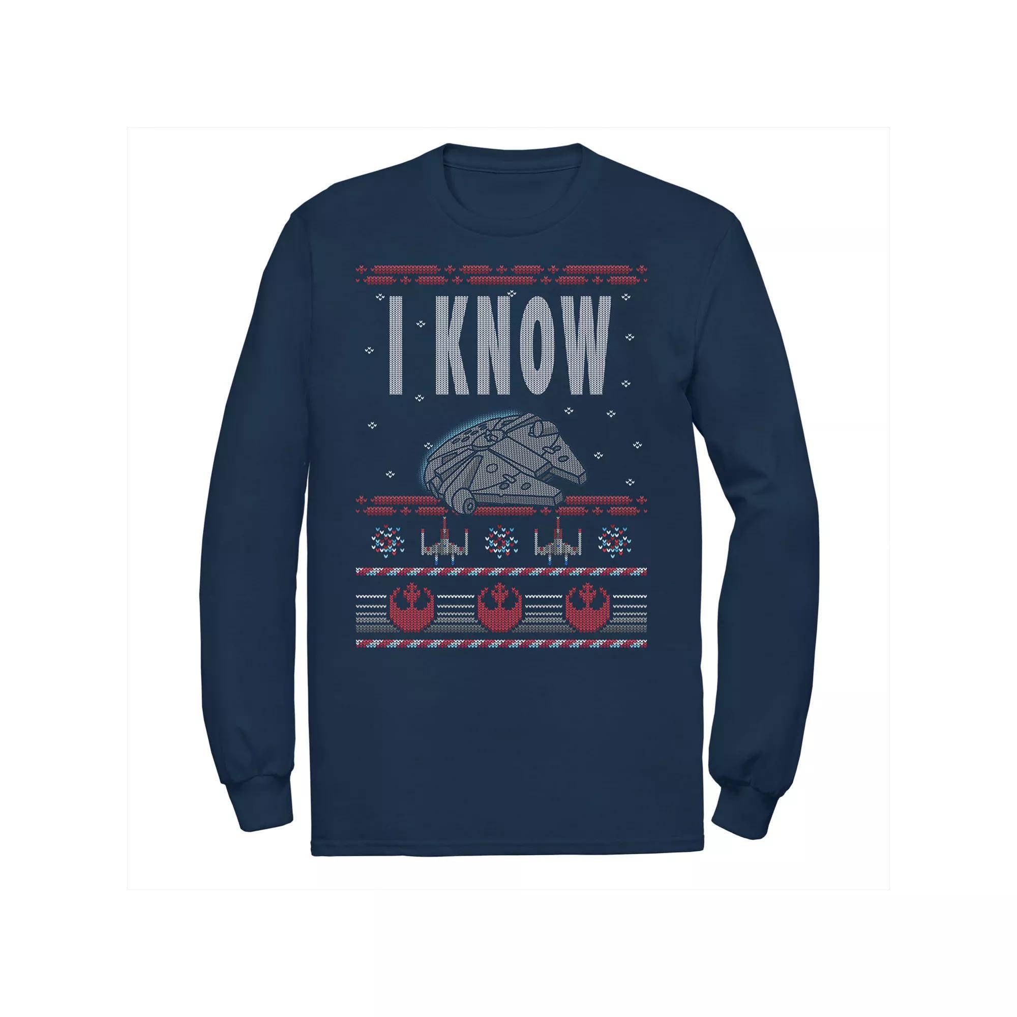 Men's Star Wars Falcon I Know Ugly Christmas Tee, Size: Small, Blue Product Image