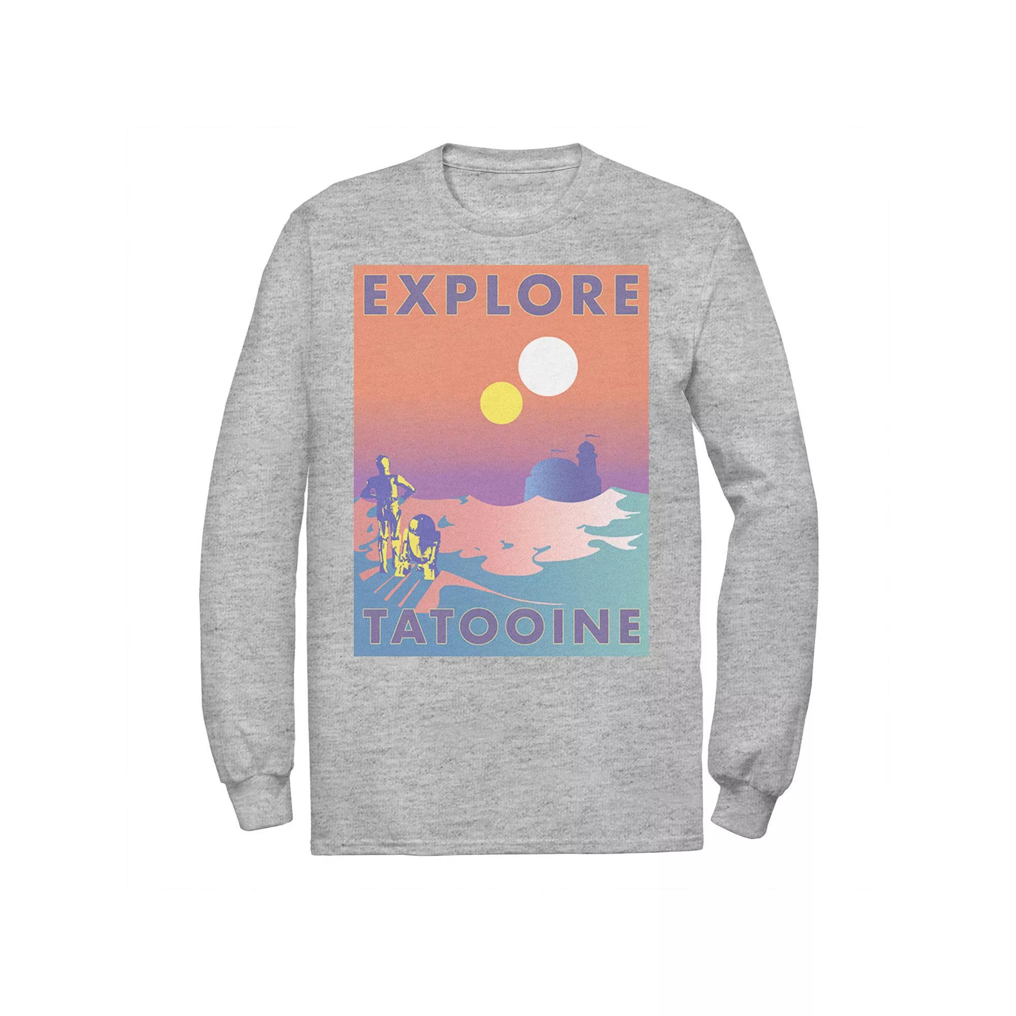 Men's Star Wars Explore Tatooine Faded Retro C-3PO & R2-D2 Poster Tee, Size: XXL, White Product Image