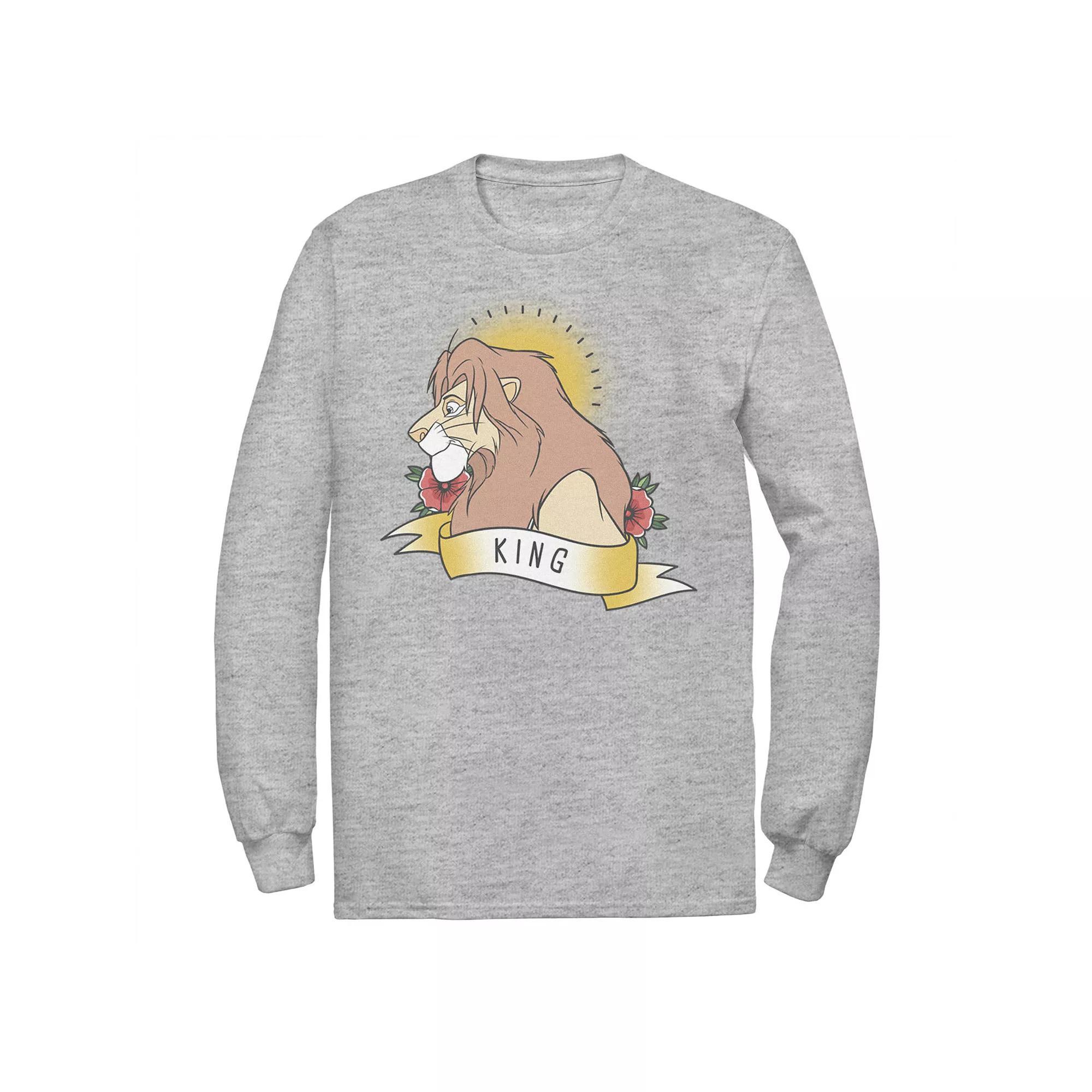 Disney's The Lion King Simba King Tattoo Yellow Men's Tee, Size: Medium, Athletic Grey Product Image