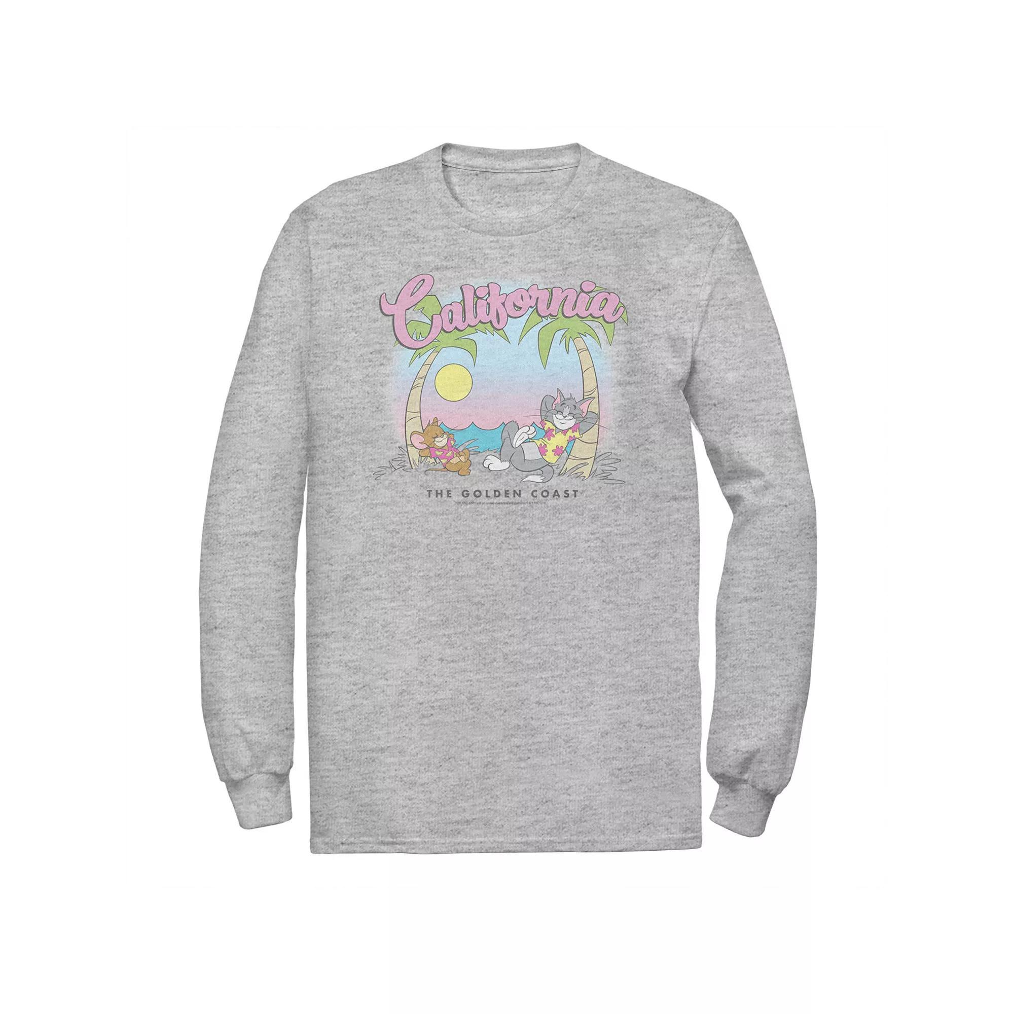 Big & Tall Tom and Jerry California Long Sleeve Graphic Tee, Men's, Size: 5XL, Athletic Grey Product Image