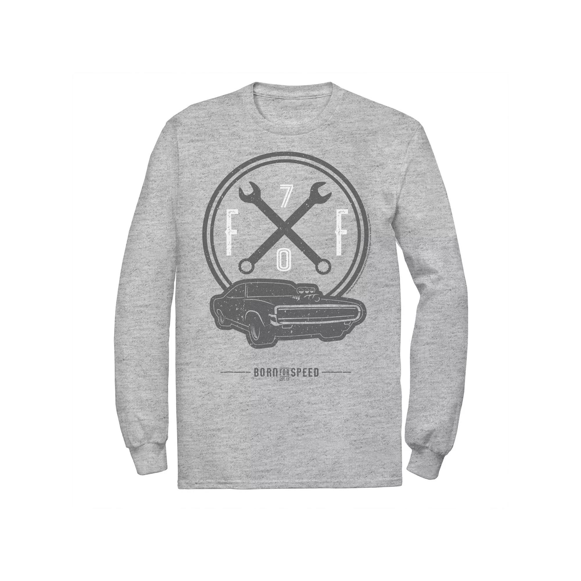 Men's Fast & Furious Born for Speed & Cars Long Sleeve Graphic Tee, Size: Small, Athletic Grey Product Image