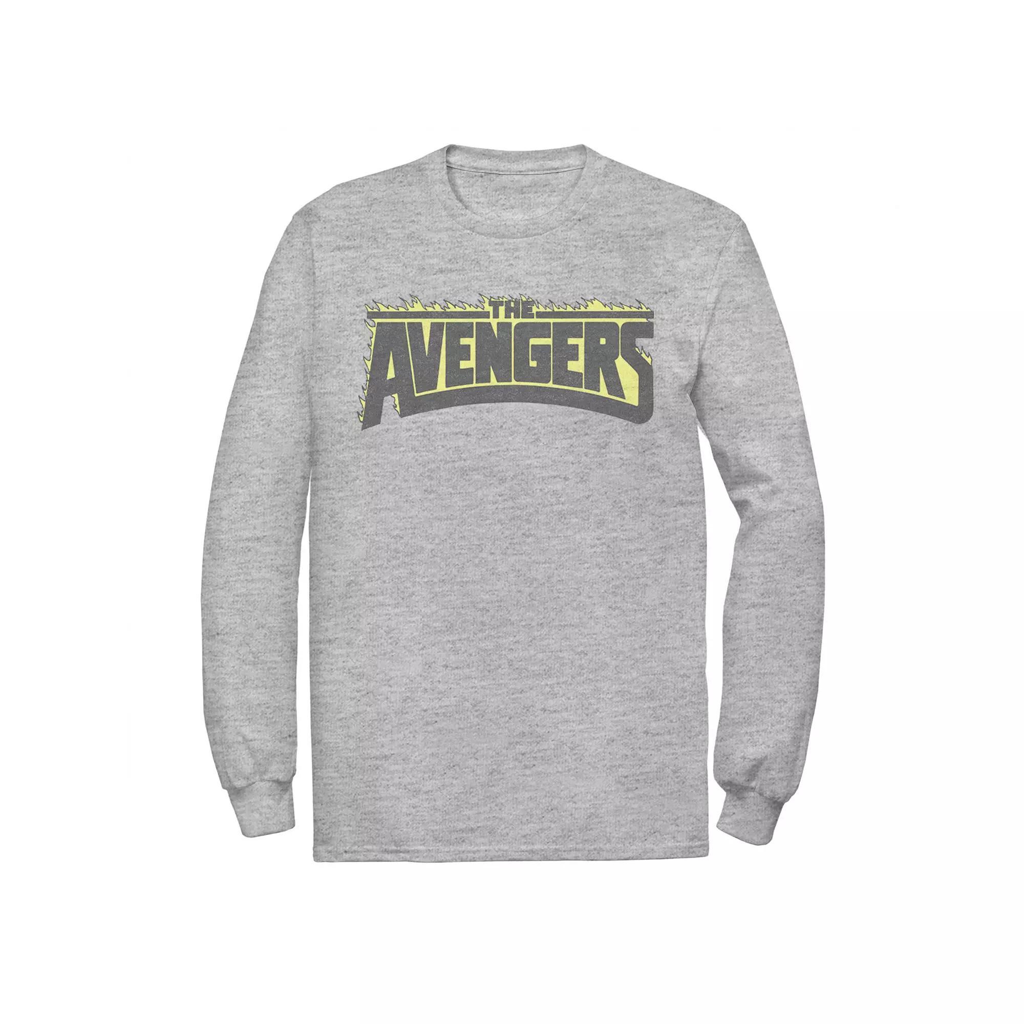 Mens Marvel The Avengers Flaming Logo Graphic Tee Athletic Grey Product Image