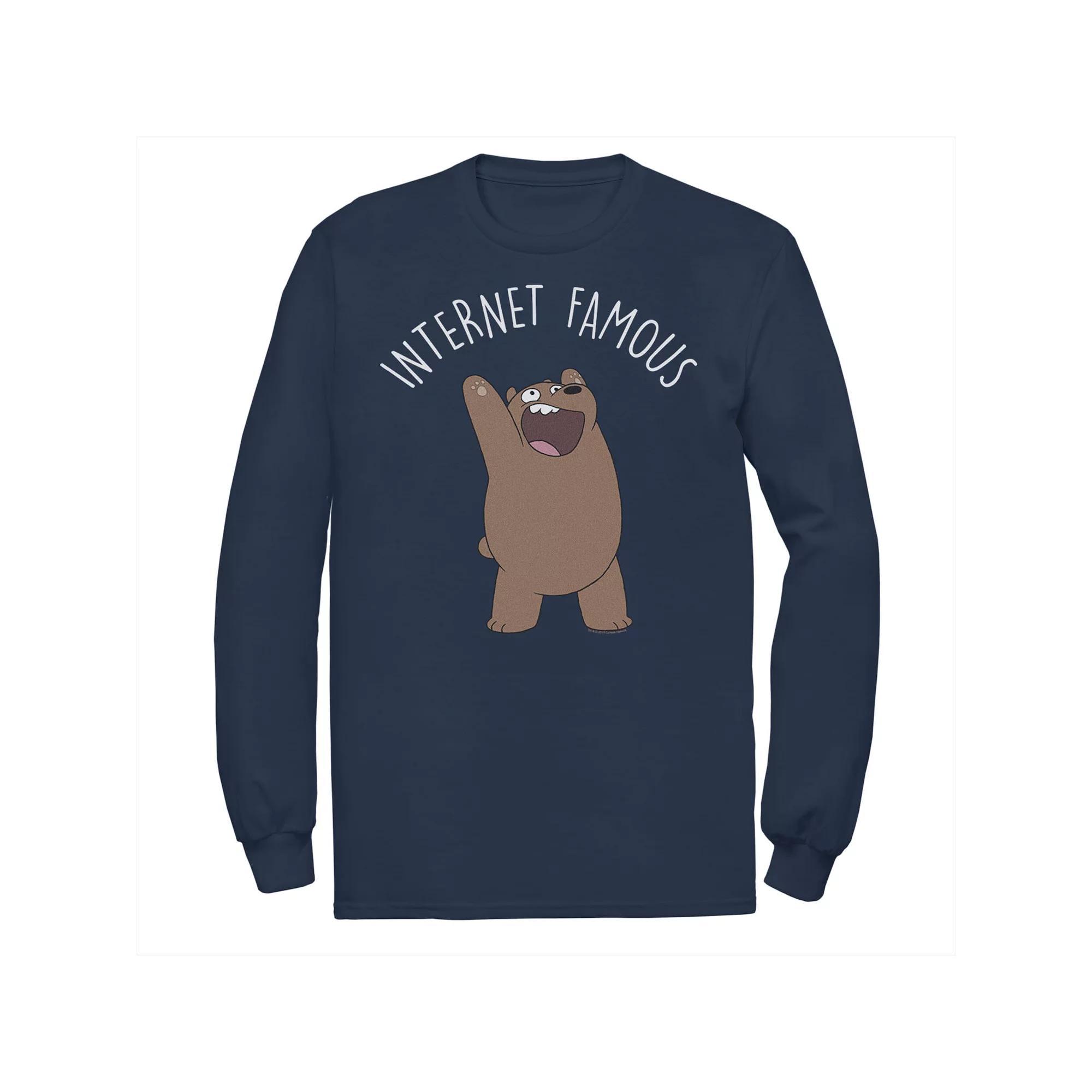 Men's CN We Bare Bears Internet Famous Long Sleeve Tee, Size: Small, Black Product Image