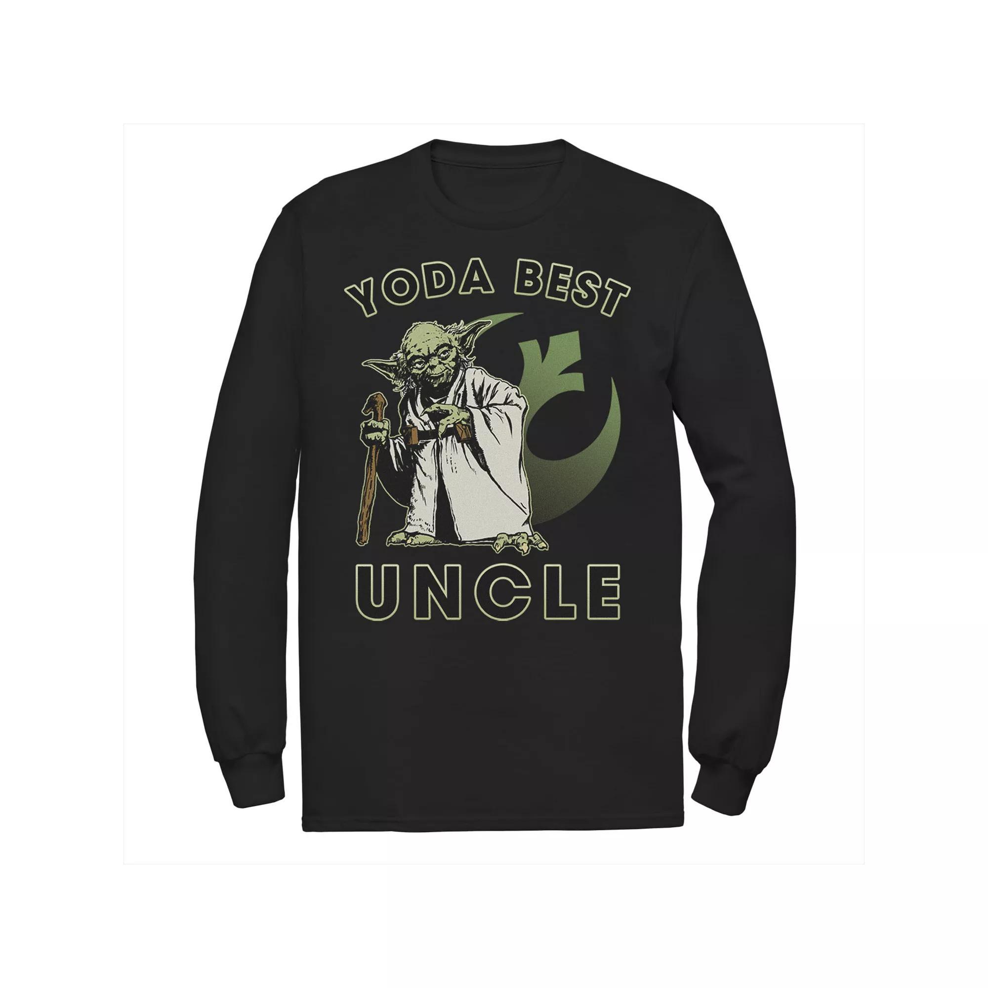 Men's Star Wars Yoda Best Uncle Rebel Logo Long Sleeve Graphic Tee, Size: 3XL Tall, Black Product Image