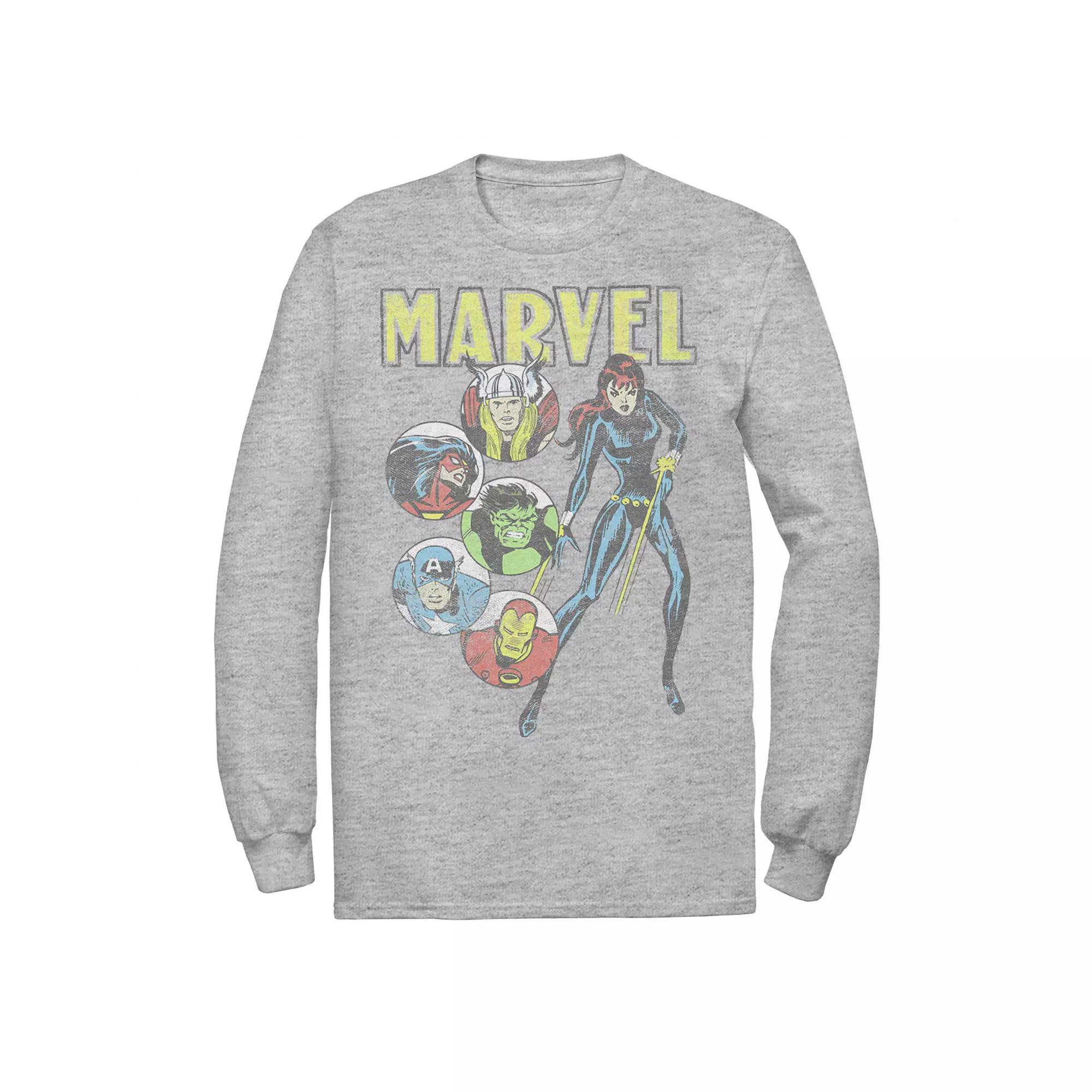 Men's Marvel Retro Avengers Vintage Comic Graphic Tee, Size: Small, Athletic Grey Product Image
