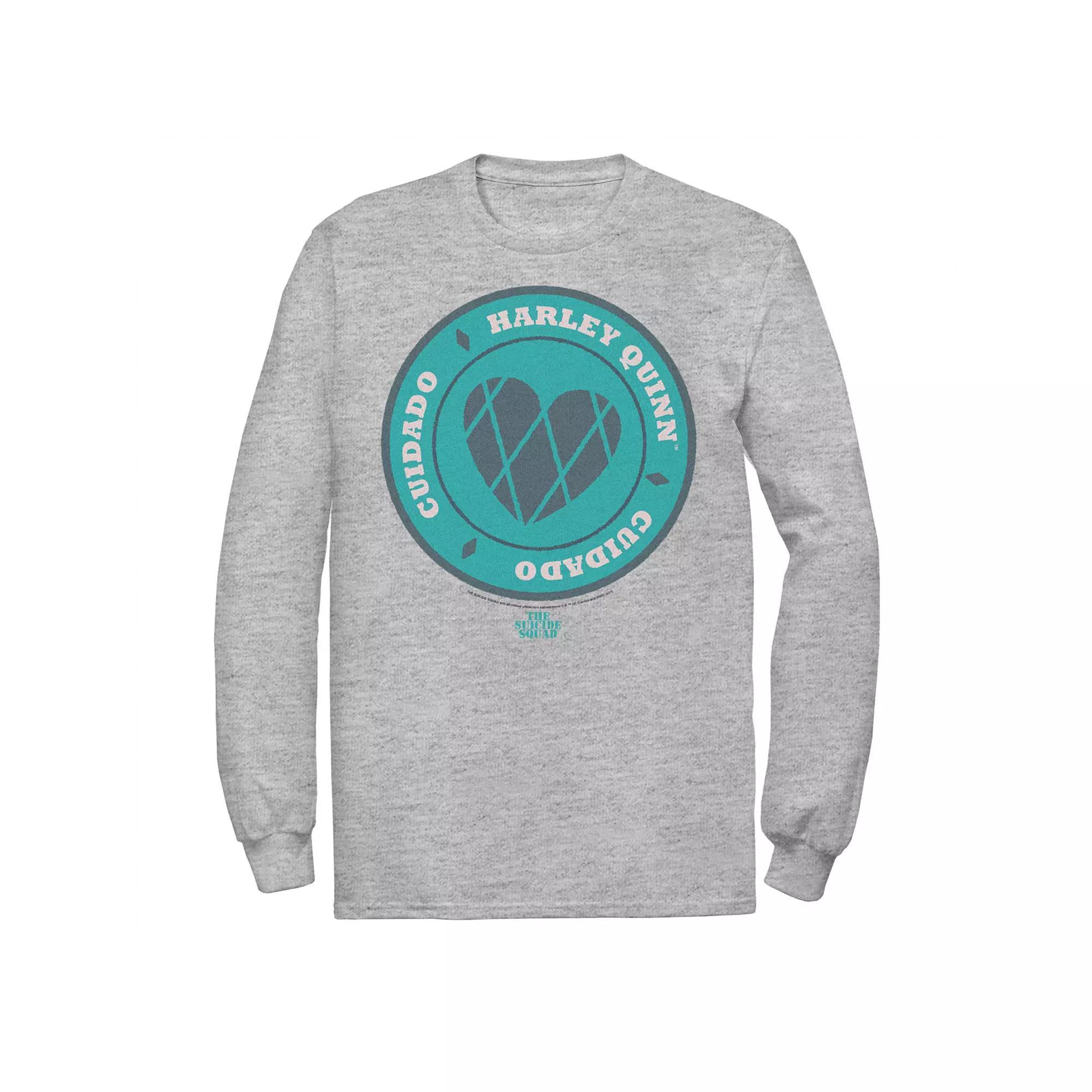 Mens The Suicide Squad Harley Fenced Hearts Tee Athletic Grey Product Image