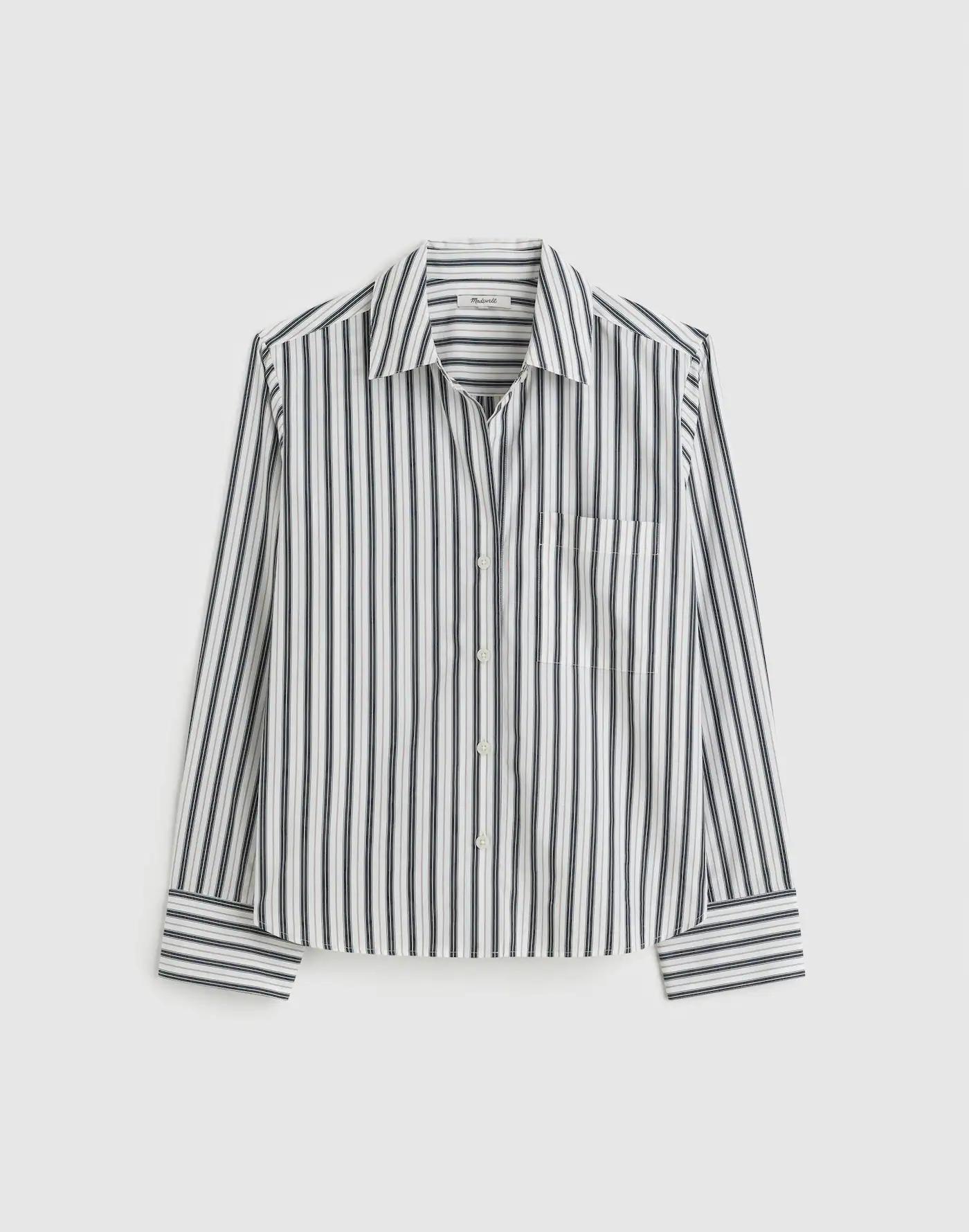 Poplin Easy Y-Neck Button-Up Shirt Product Image