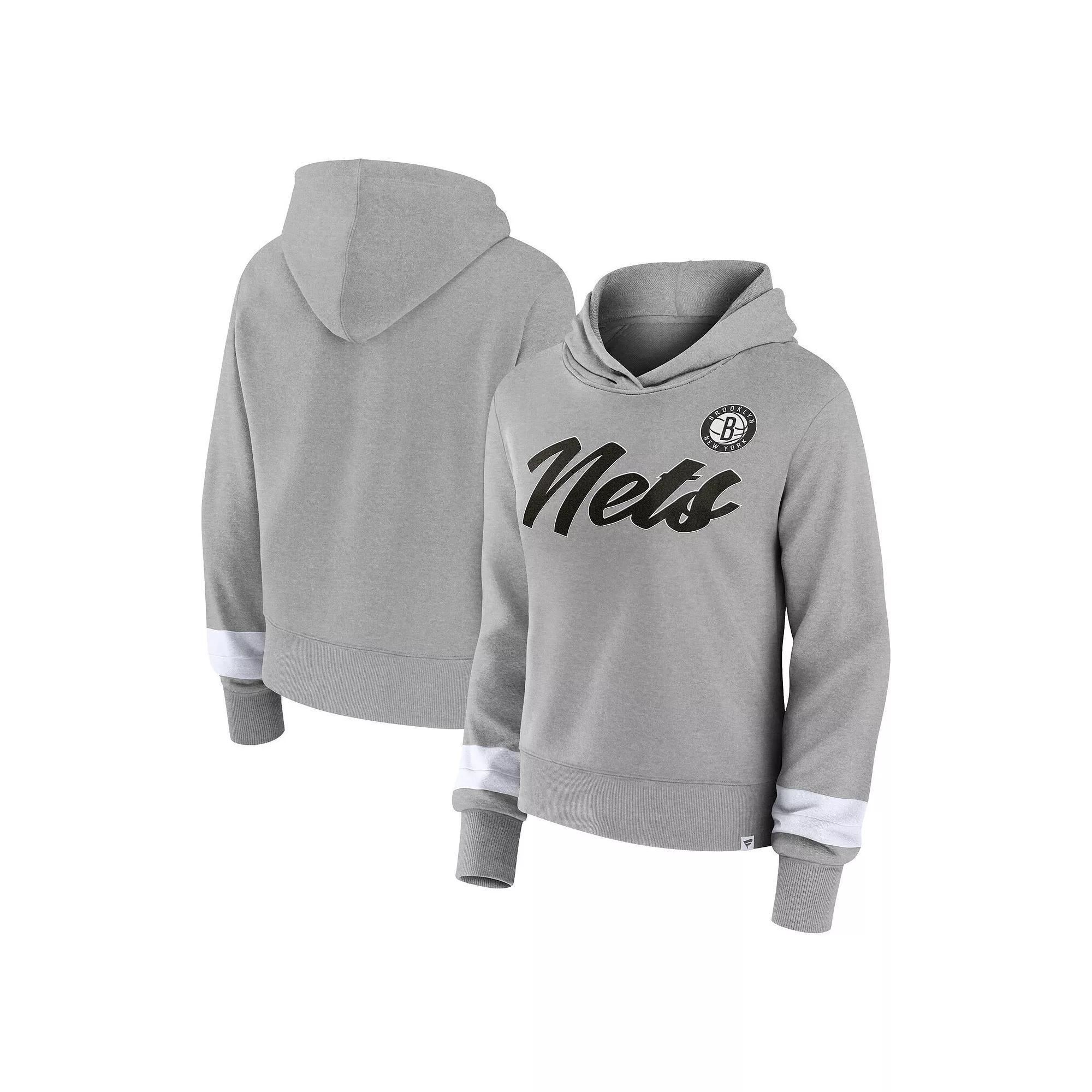 Women's Fanatics Branded Heather Gray Brooklyn Nets Halftime Pullover Hoodie, Size: Large, Grey Product Image