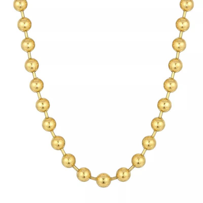 LYNX Stainless Steel Bead Chain Necklace, Womens Gold Tone Product Image