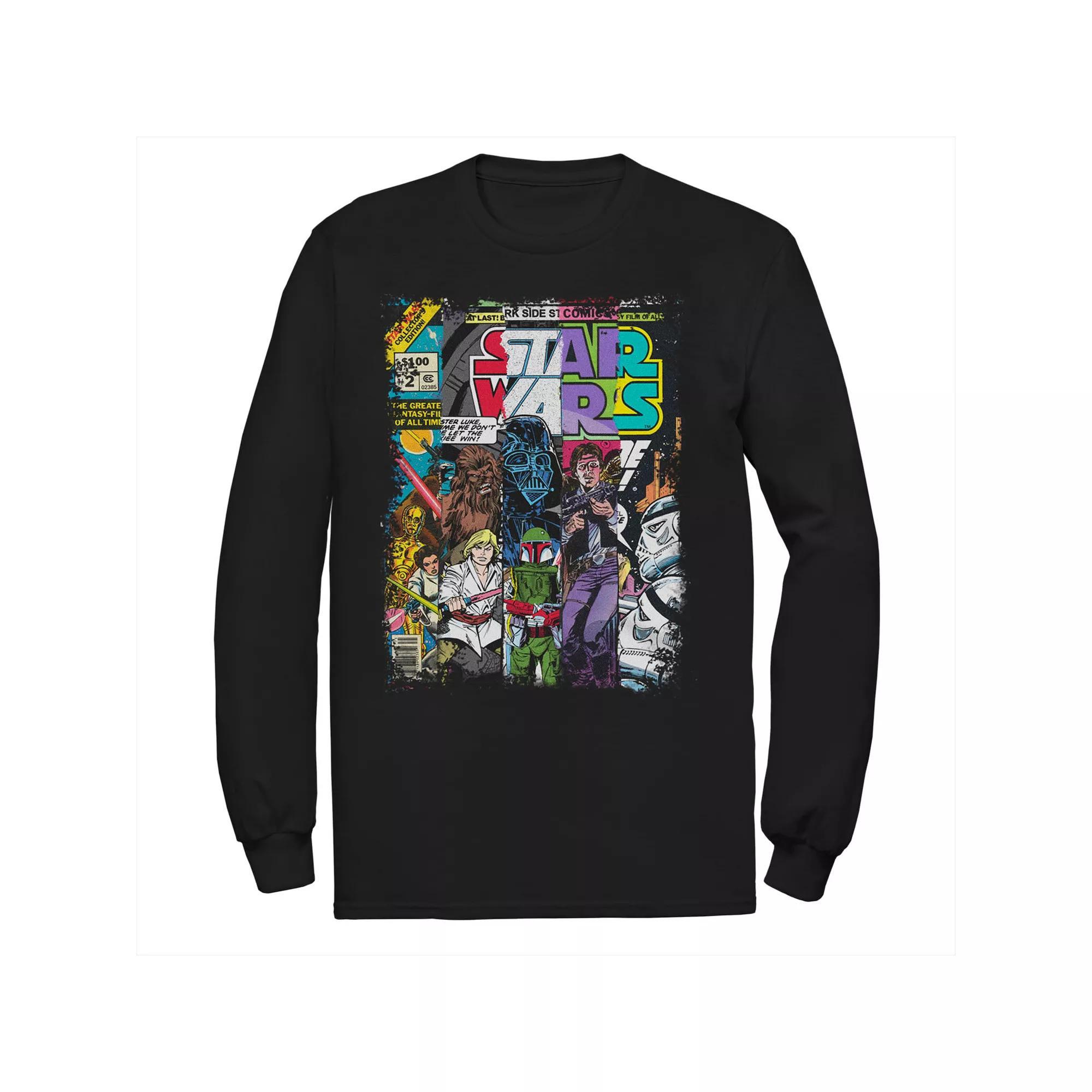 Men's Star Wars Characters Comic Book Covers Long Sleeve Tee, Size: Small, Black Product Image