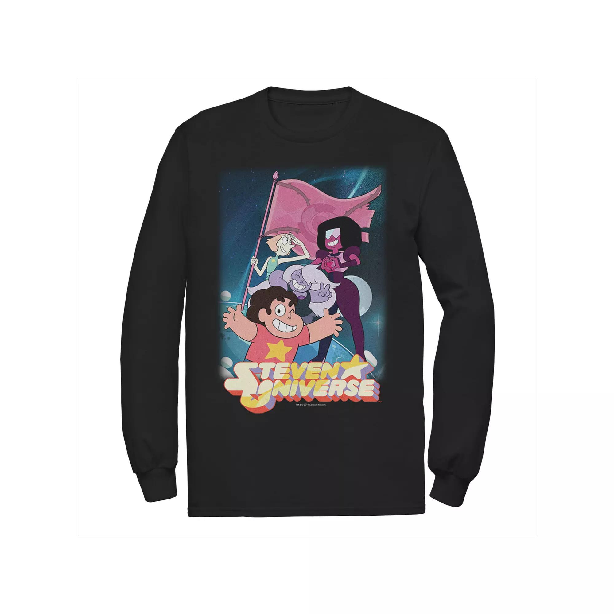 Men's CN Steven Universe Team Flag Poster Long Sleeve Graphic Tee, Size: Large, Blue Product Image