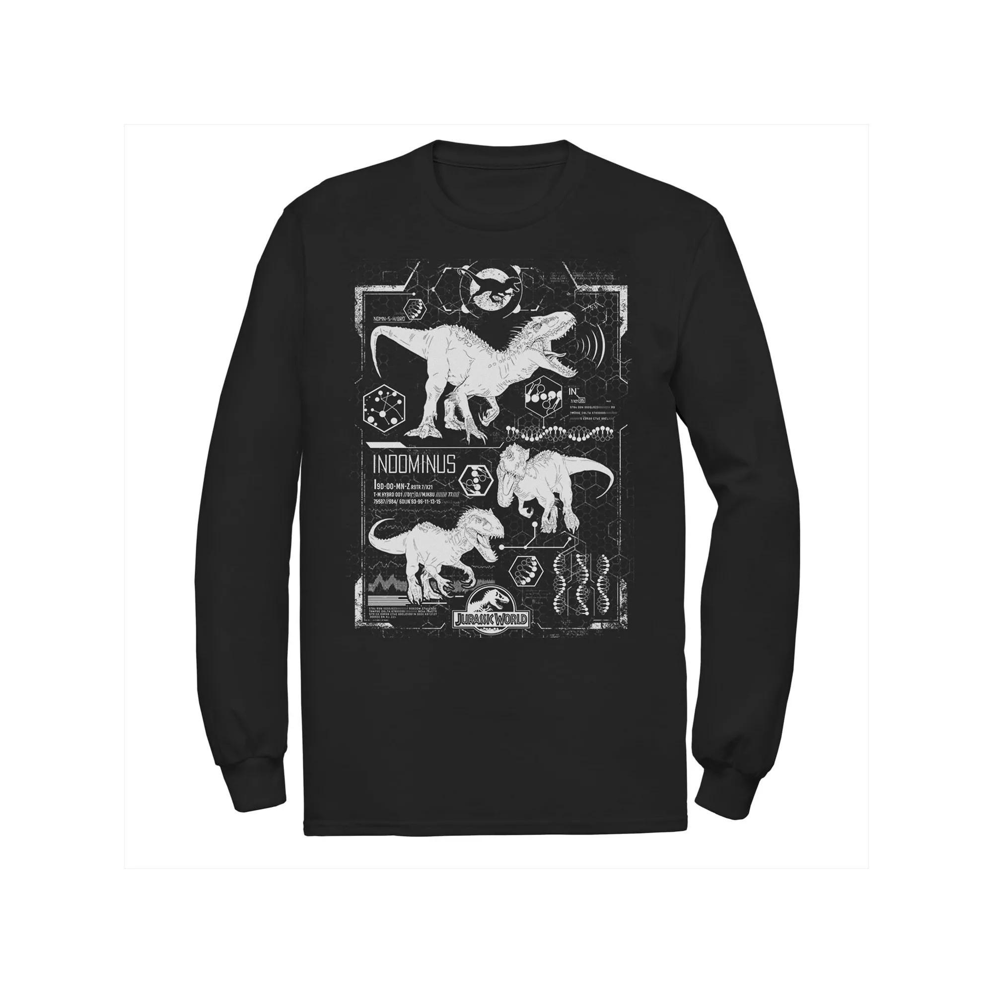 Men's Jurassic World Indominus Rex Green Schematic Long Sleeve Tee, Size: Large, Black Product Image