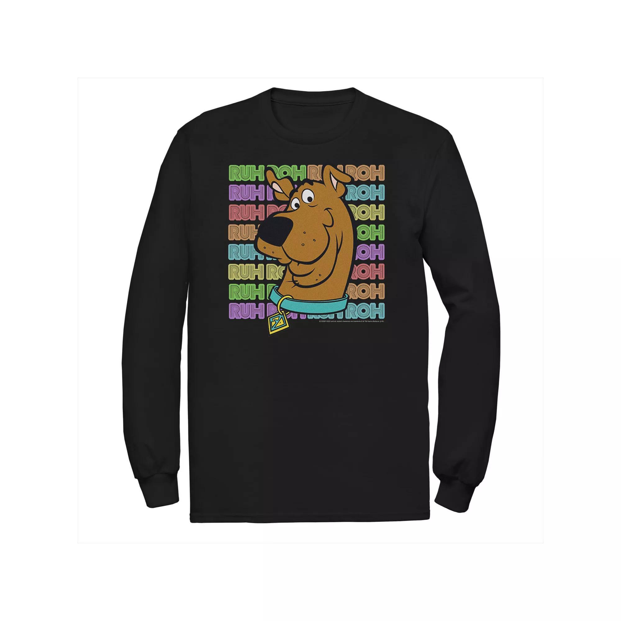 Big & Tall Scooby-Doo Ruh-Roh Neon Text Stack Long Sleeve Graphic Tee, Men's, Size: 3XL, Black Product Image