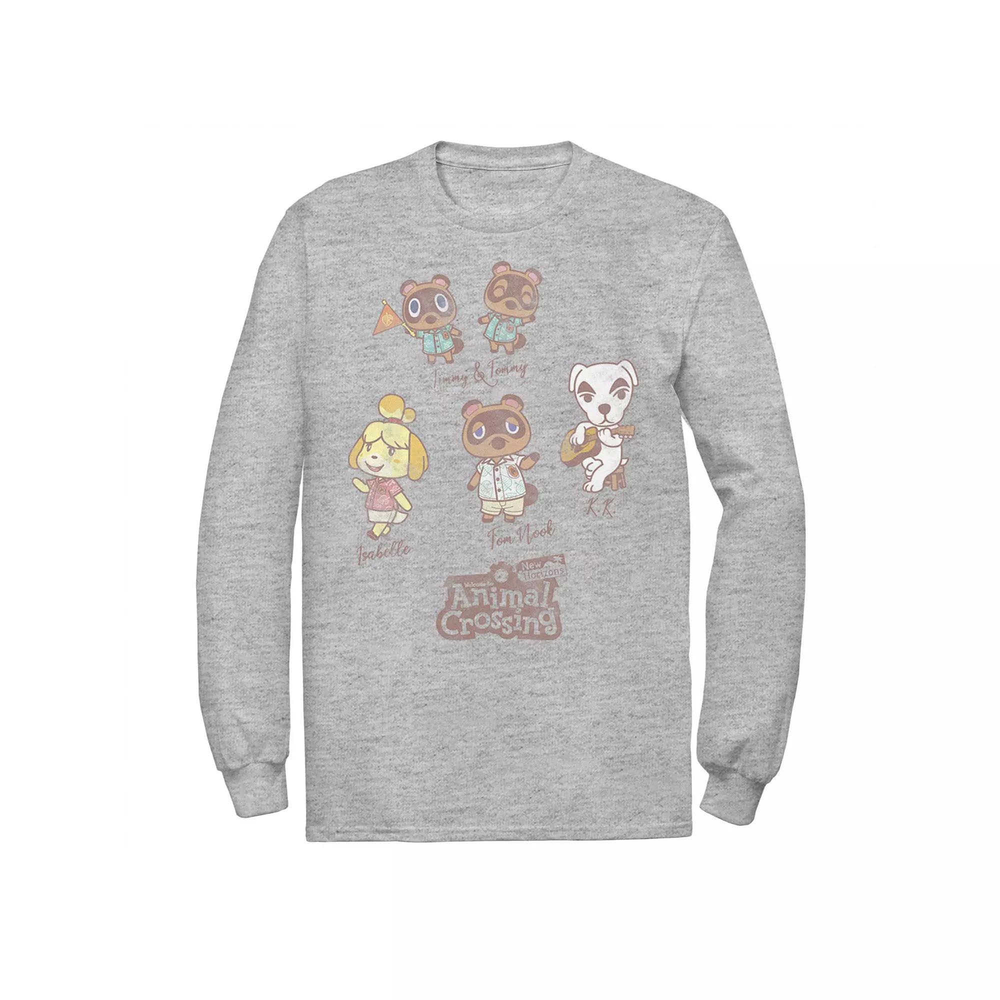 Men's Animal Crossing New Horizons Group Shot Names Tee, Size: Large, Athletic Grey Product Image