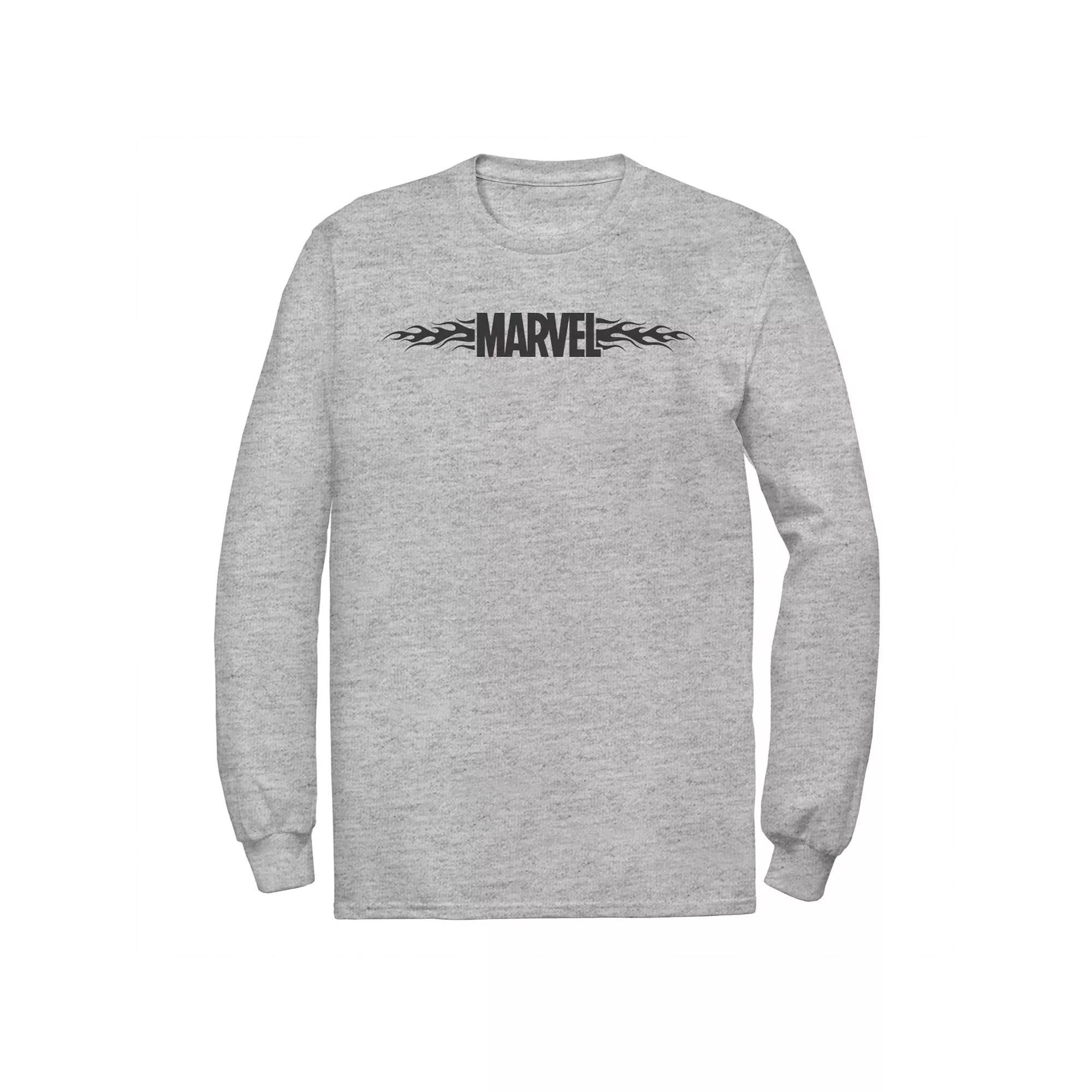 Men's Marvel Flames Logo Tee, Size: XXL, Athletic Grey Product Image