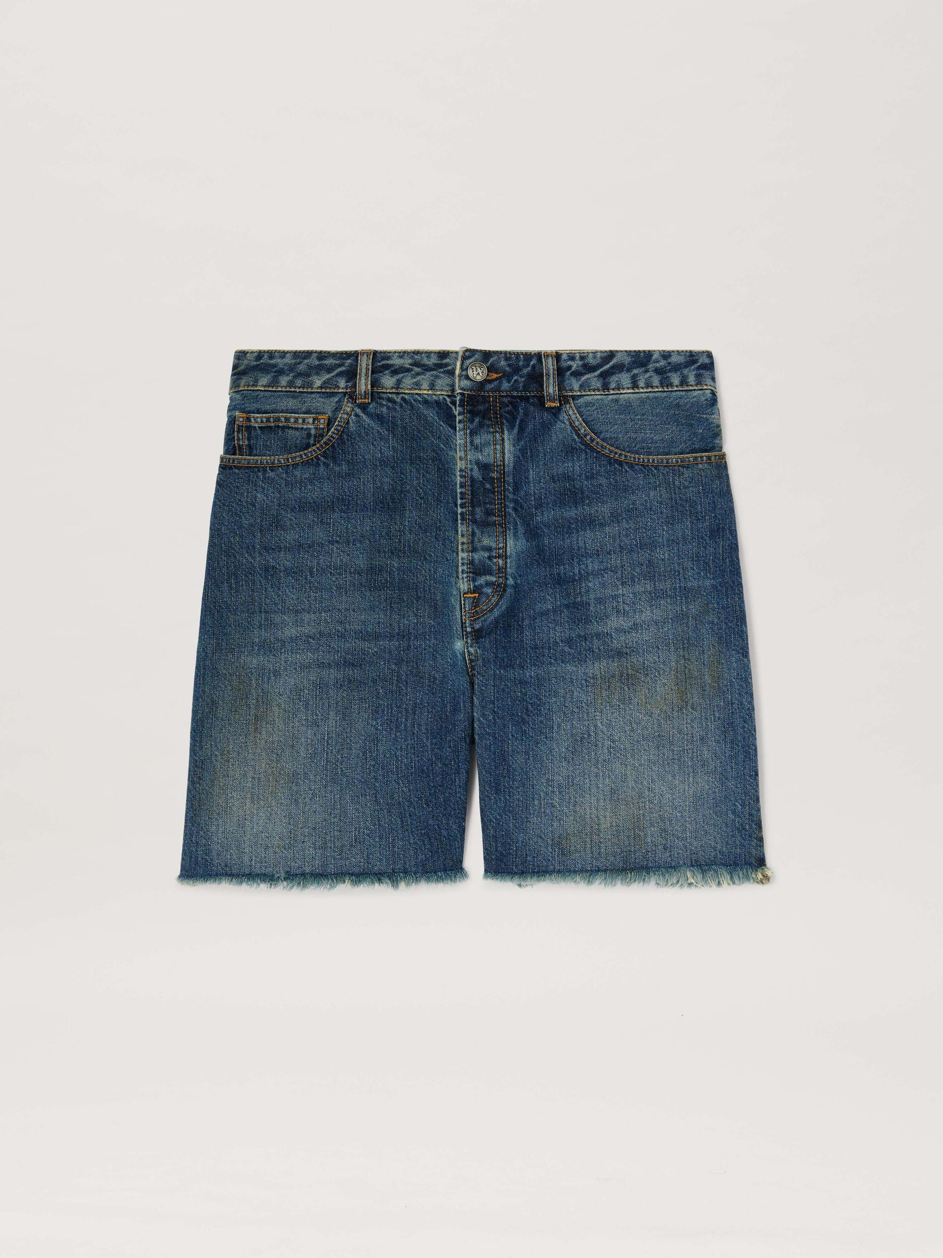 Lasered Curved Logo denim shorts Product Image