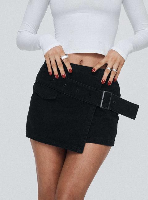 Havenwood Mini Skirt Black Denim Product Image