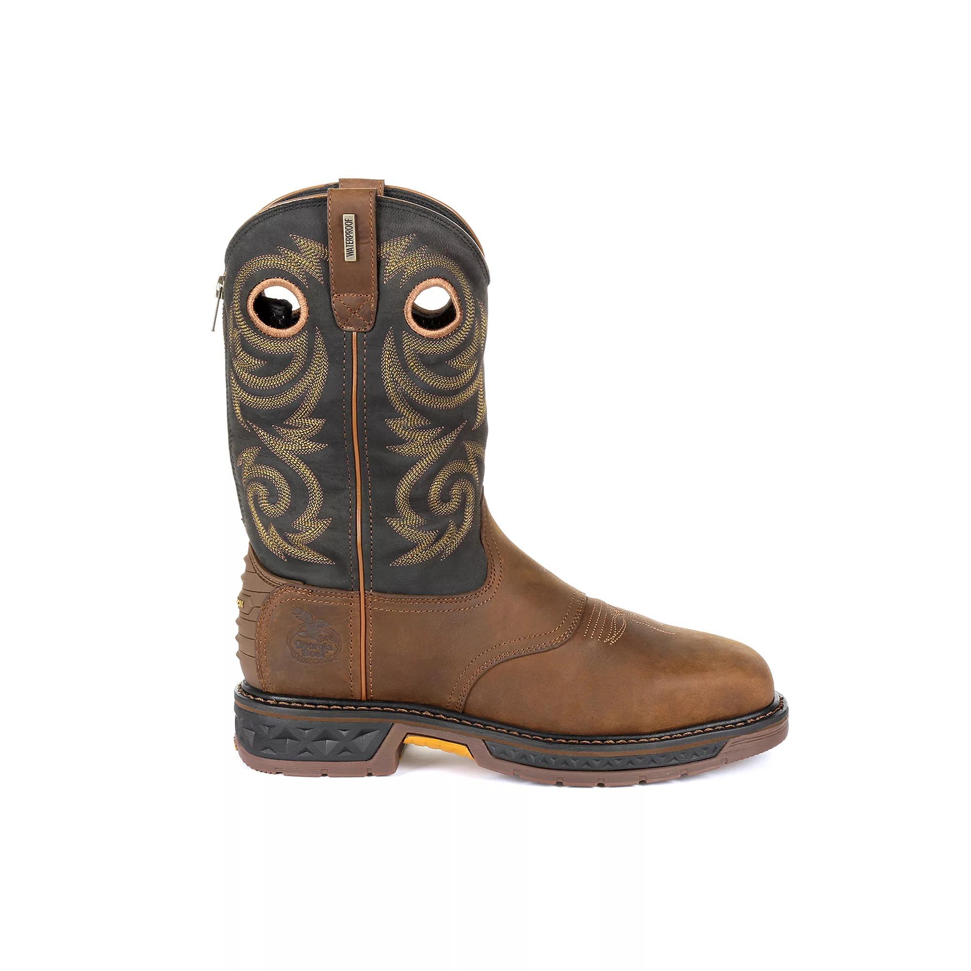 Georgia Boots Carbo-Tec LT Men's Waterproof Steel Toe Work Boots, Size: 10.5 Medium, Black And Brown Product Image