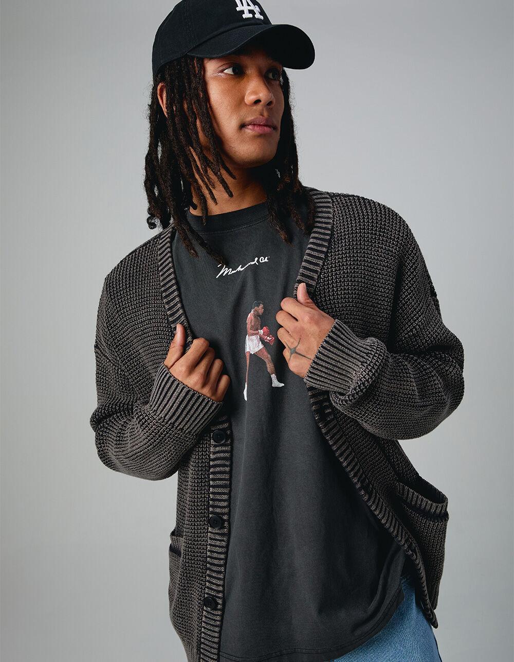 RSQ Mens Washed Cardigan Sweater - BLACK Product Image