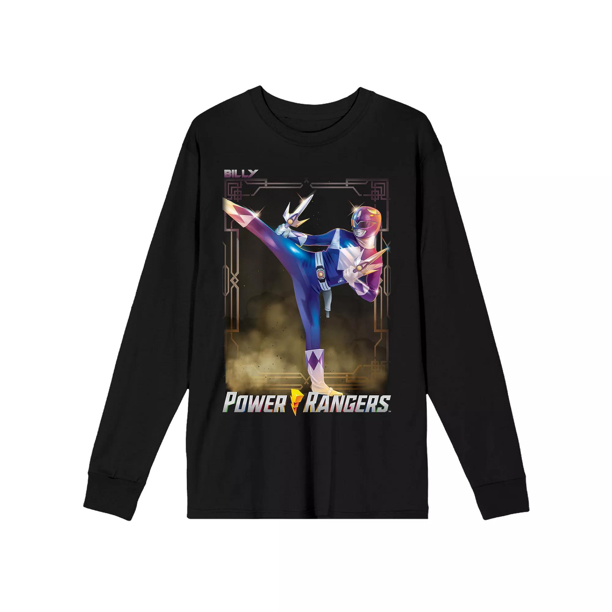 Men's Power Rangers Billy Long Sleeve Graphic Tee, Size: Small, Black Product Image