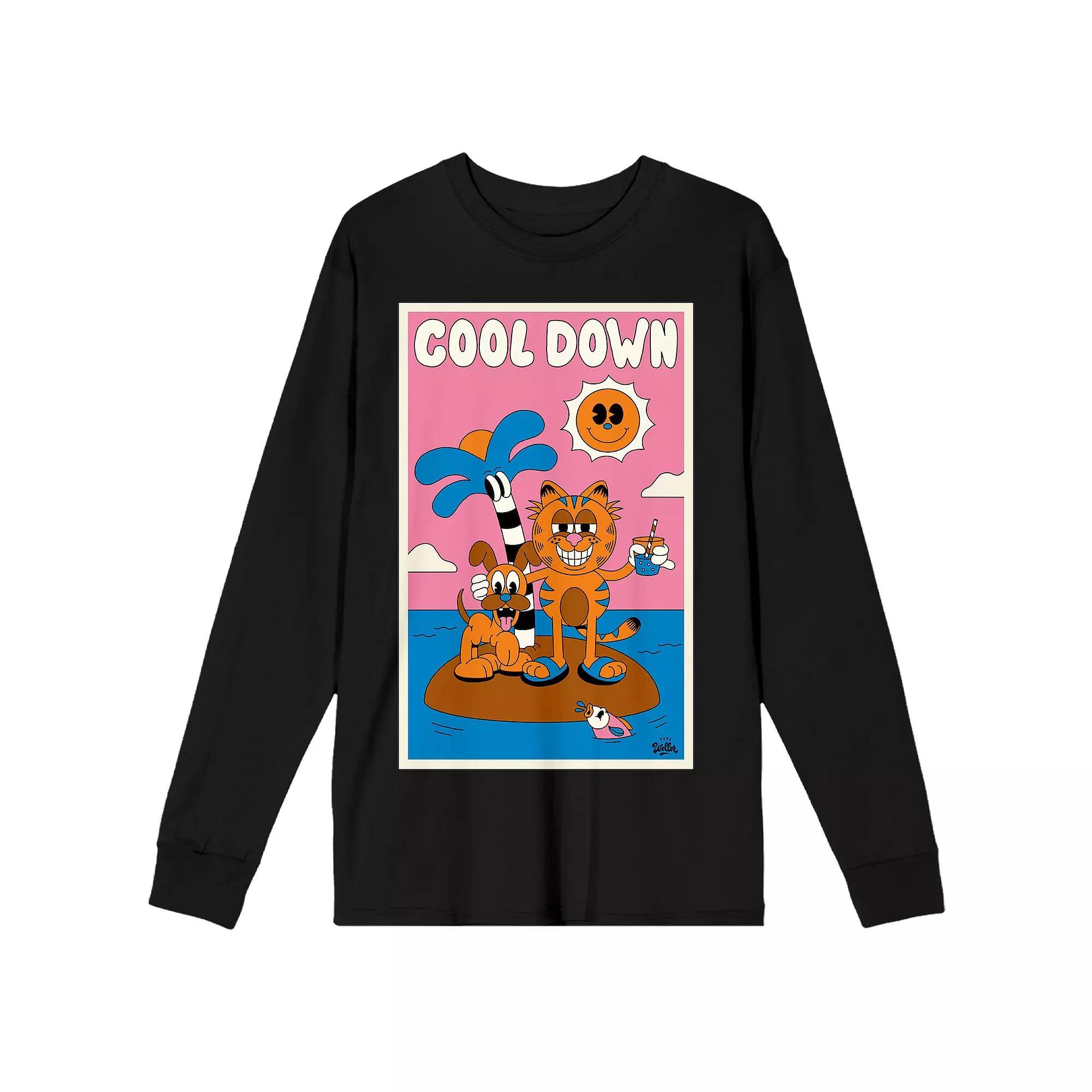 Men's Garfield Cool Down Long Sleeve Tee, Size: Medium, Black Product Image