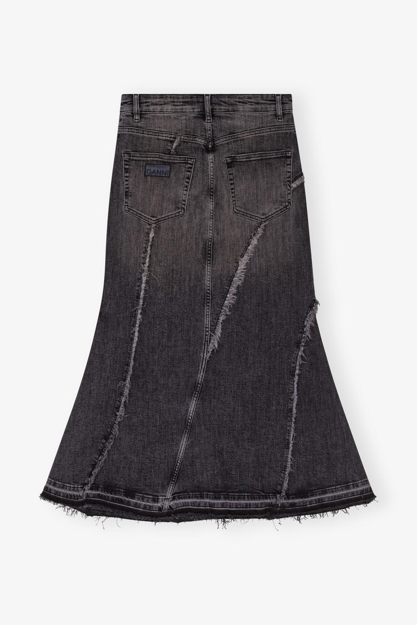 Washed Black Denim Skirt Product Image