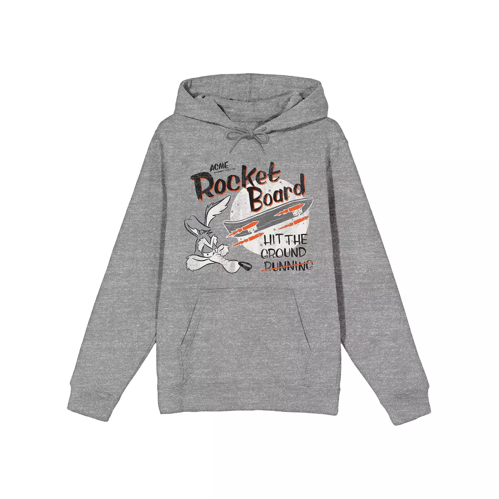 Men's Looney Tunes Wile E. Coyote Hooded Sweatshirt, Size: Small, Gray Product Image