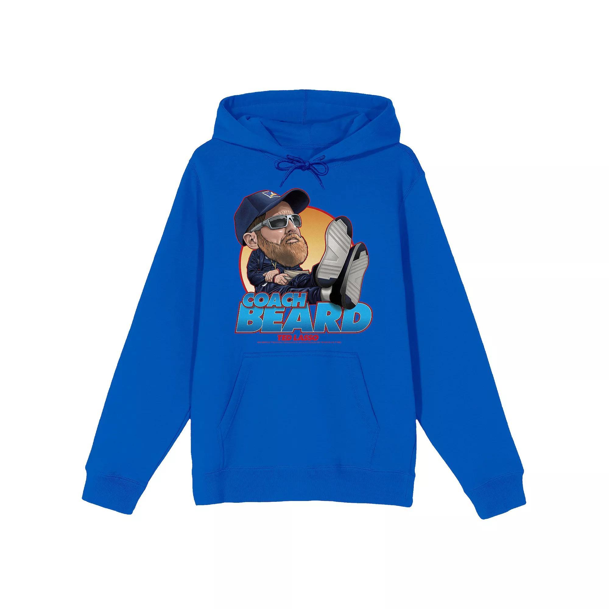 Men's Ted Lasso Coach Beard Graphic Hoodie, Size: Medium, Blue Product Image
