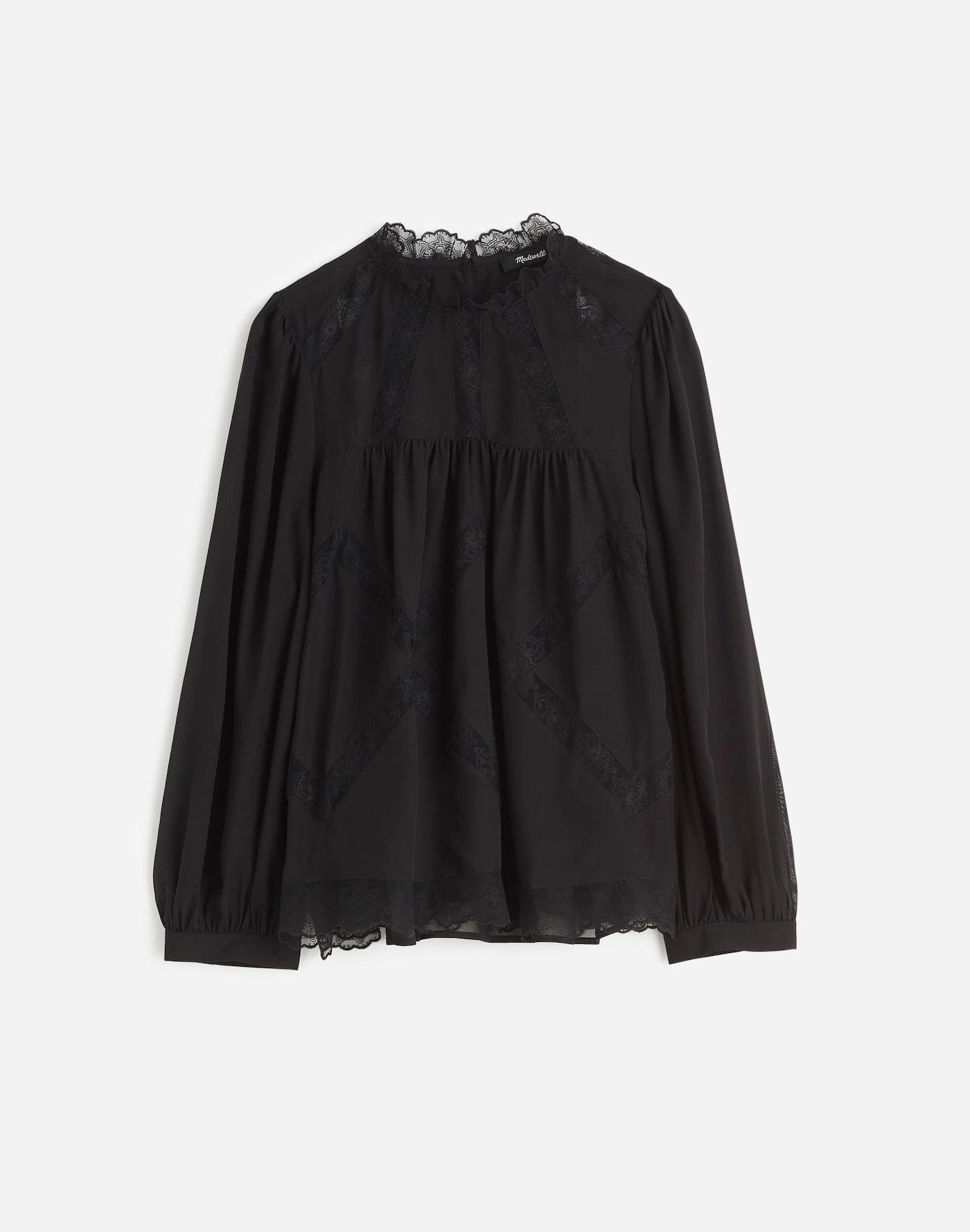 Lace-Inset Top in Silk Product Image