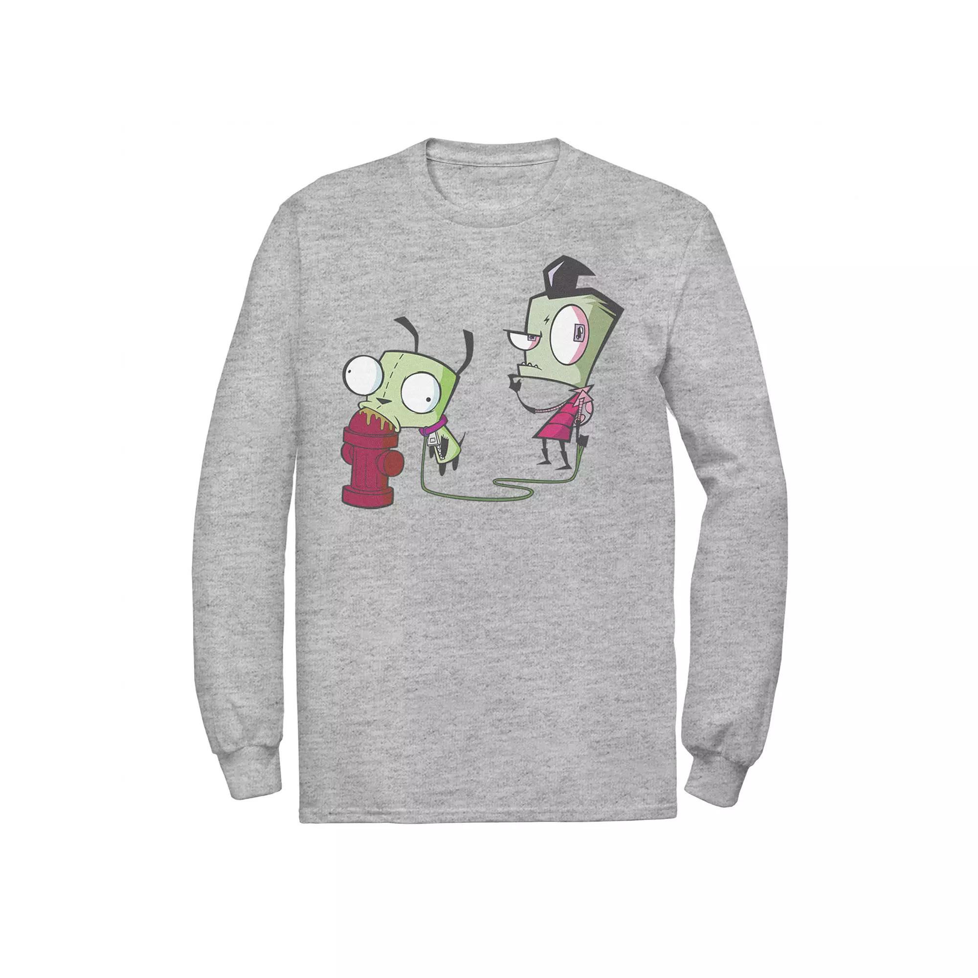 Men's Nickelodeon Invader Zim Walking Gir Fire Hydrant Portrait Long Sleeve Graphic Tee, Size: Medium, White Product Image