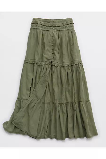 Aerie Boho Button Maxi Skirt Women's Product Image