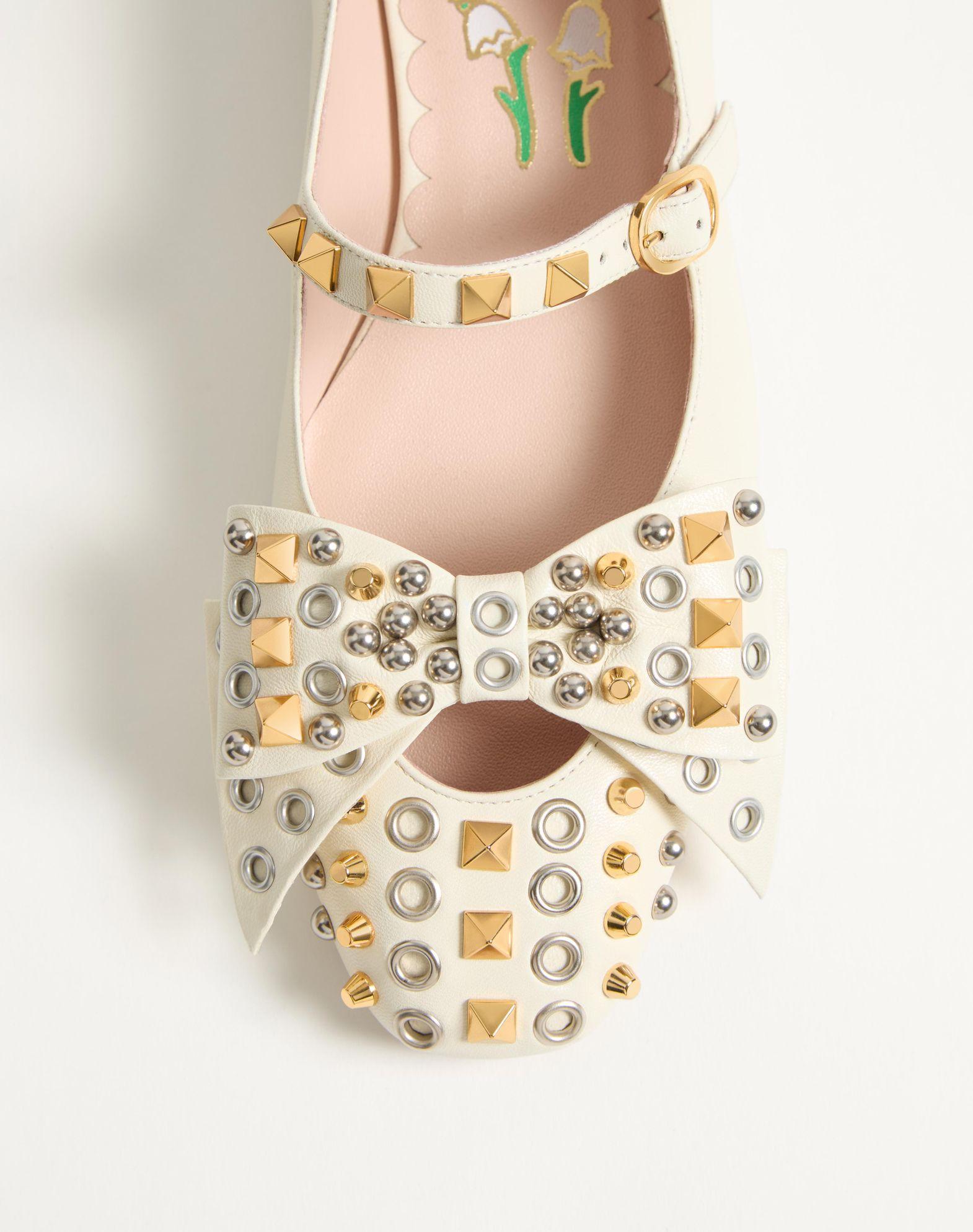 Mary-Jane Bowow Ballerina In Kidskin With Studs Product Image