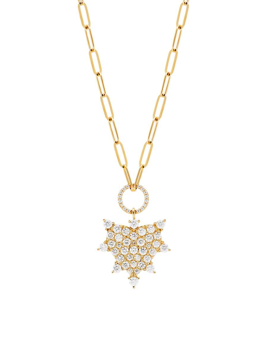 Womens 14K Yellow Gold & 0.86 TCW Diamond Heart Pendant Necklace Product Image