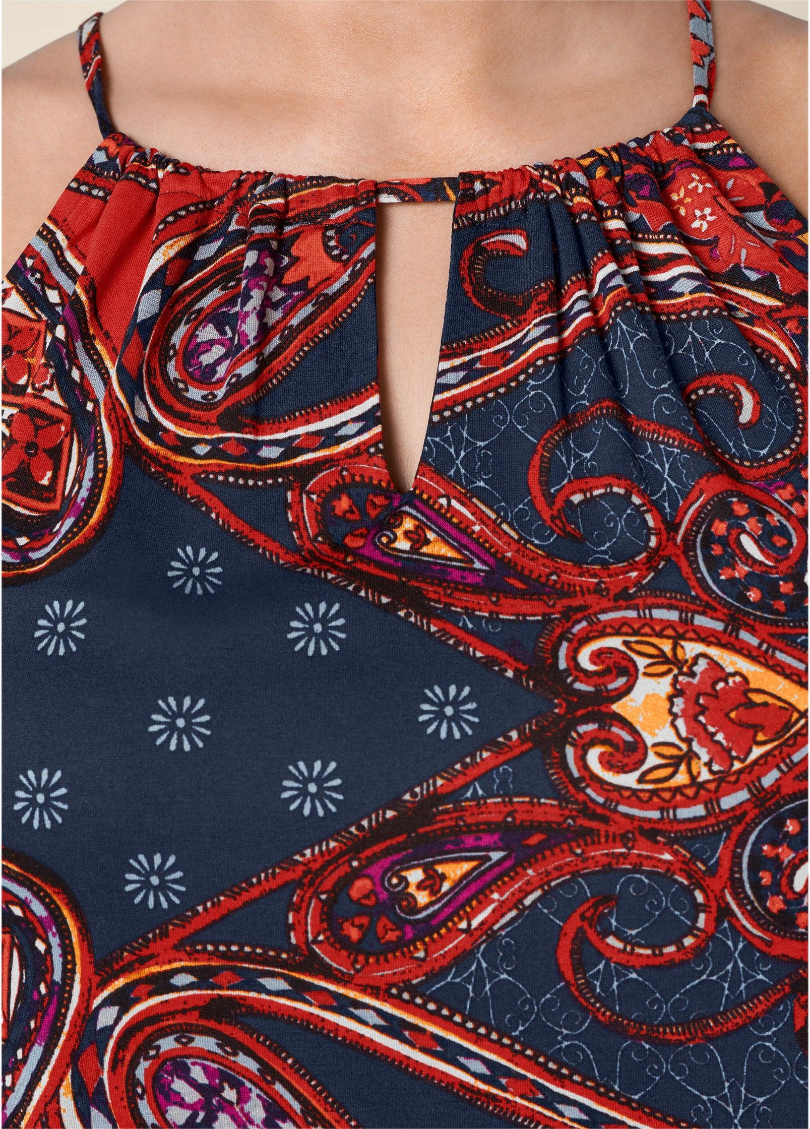 Paisley Printed Tank - Navy Multi Product Image