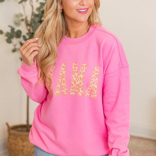 Mama Leopard Pink Graphic Sweatshirt Product Image