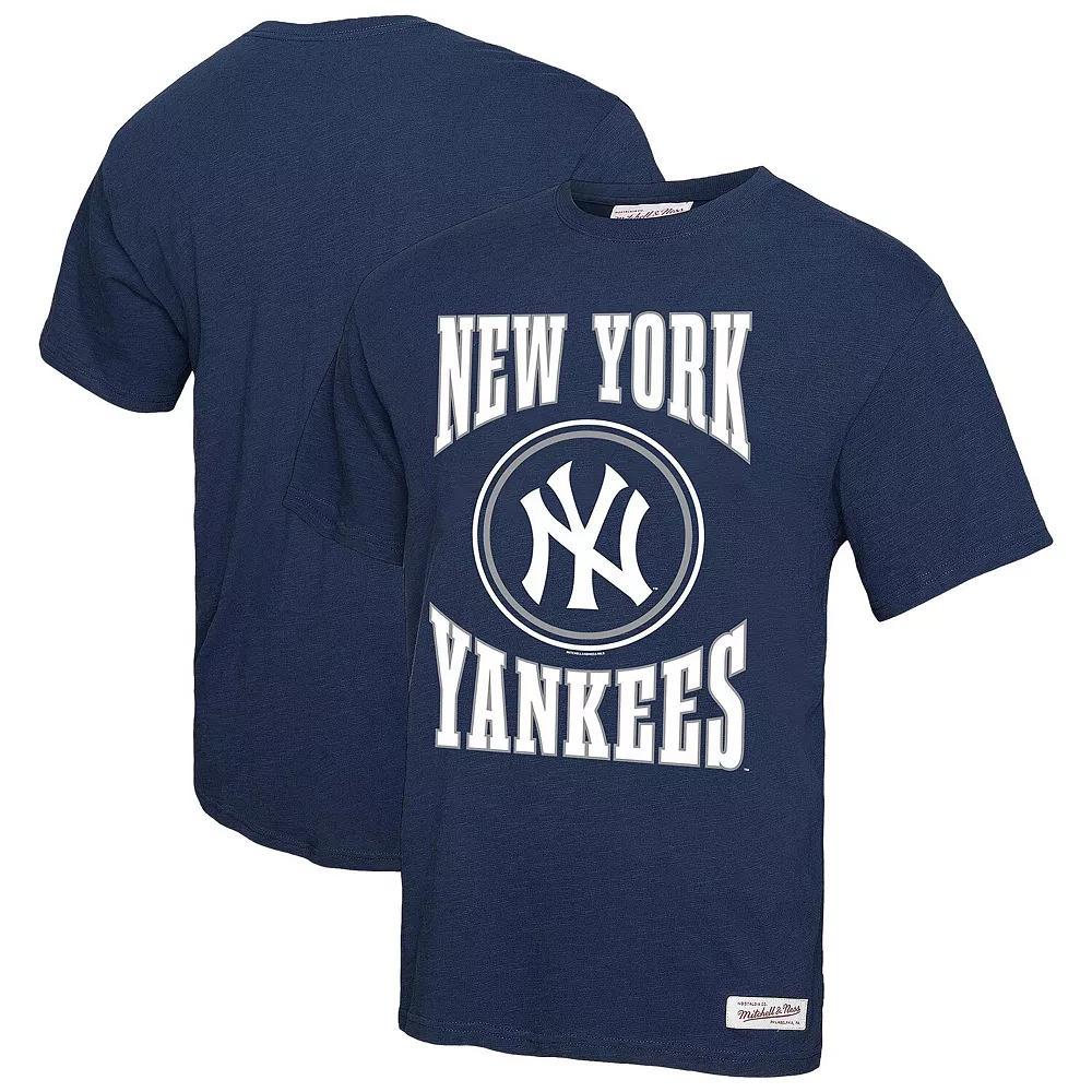 Men's Mitchell & Ness Navy New York Yankees Arched Logo Slub T-Shirt, Size: Small, Blue Product Image