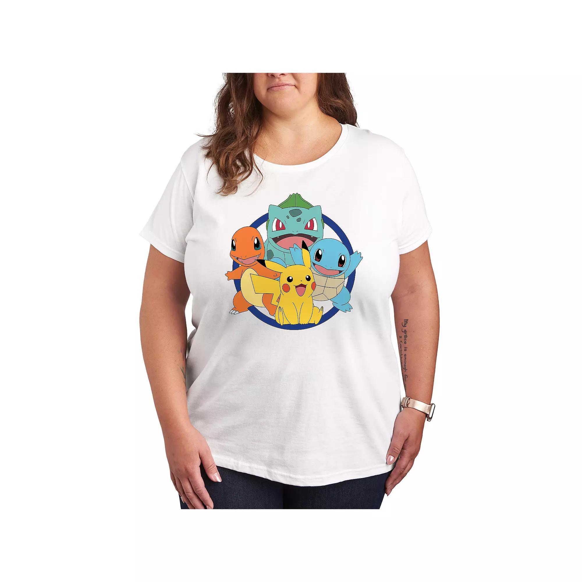 Plus Pokemon Round Group Graphic Tee, Womens Product Image