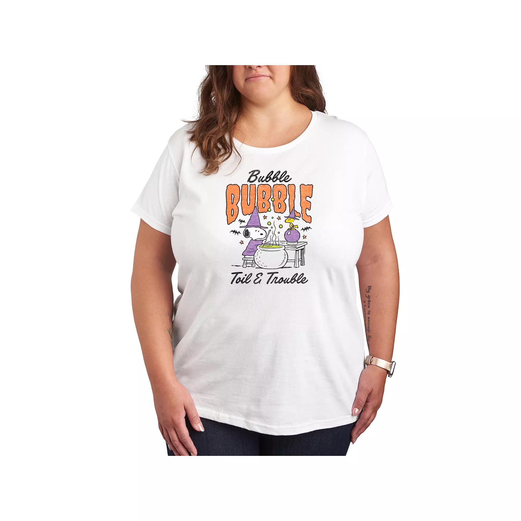 Women's Peanuts Snoopy & Woodstock Bubble Bubble Toil Trouble Graphic Tee, Size: XL, White Product Image