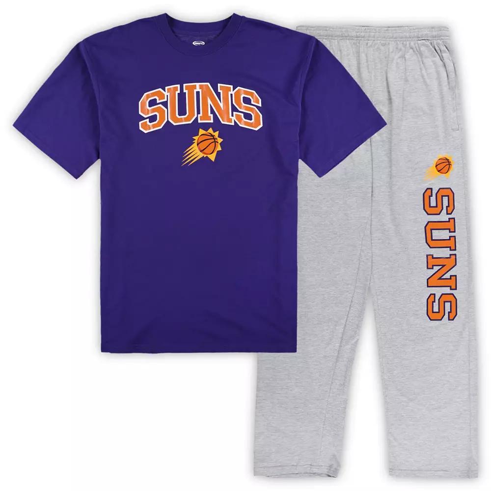 Men's Concepts Sport Purple/Heather Gray Phoenix Suns Big & Tall T-Shirt and Pajama Pants Sleep Set, Size: 4XB, Phx Purple Product Image