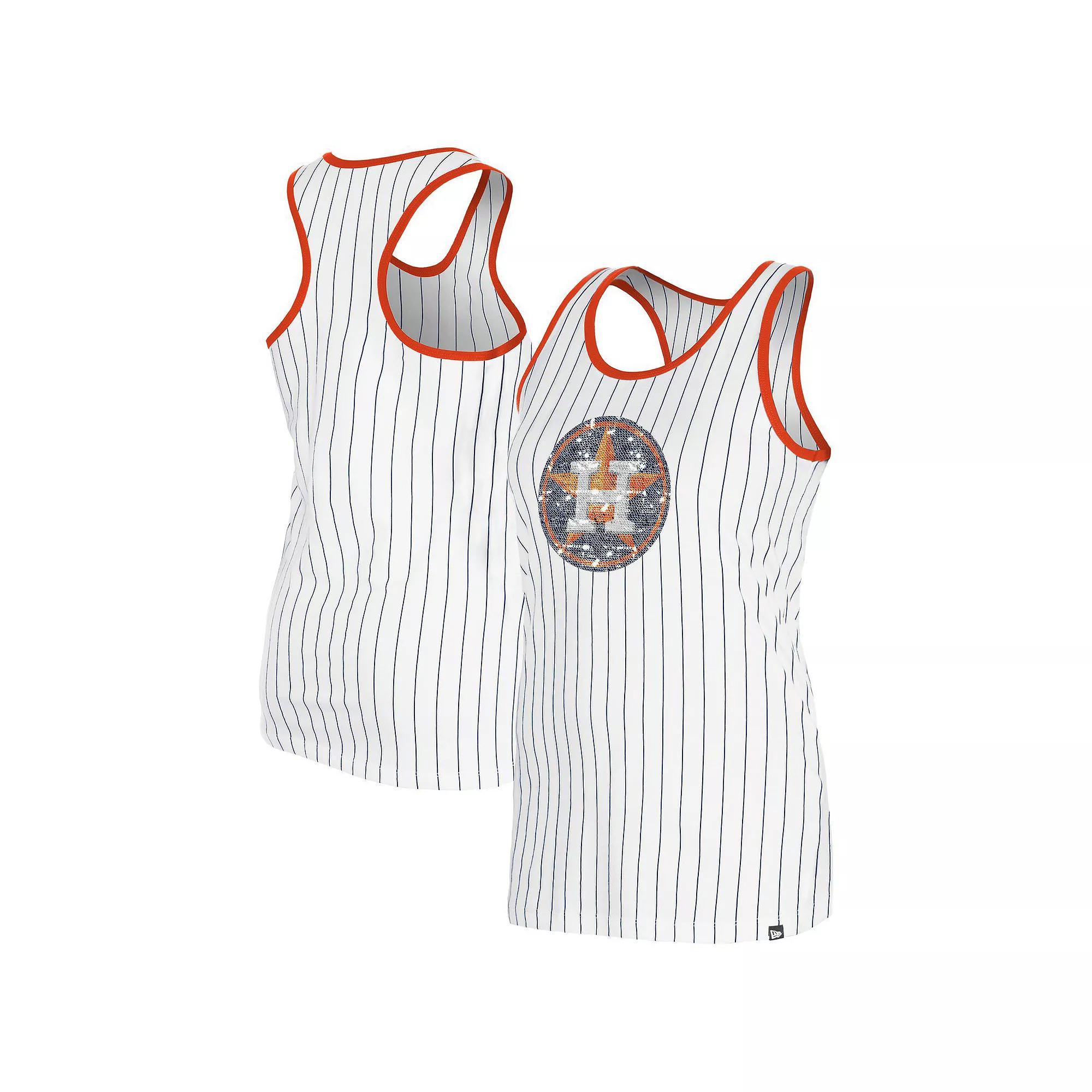 Women's New Era White Houston Astros Gameday Pinstripe Tank Top, Size: Large Product Image