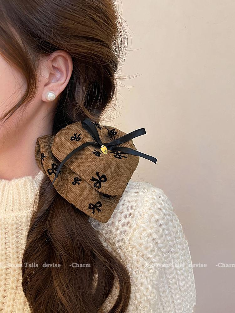 Bow Print Hair Scrunchie Product Image