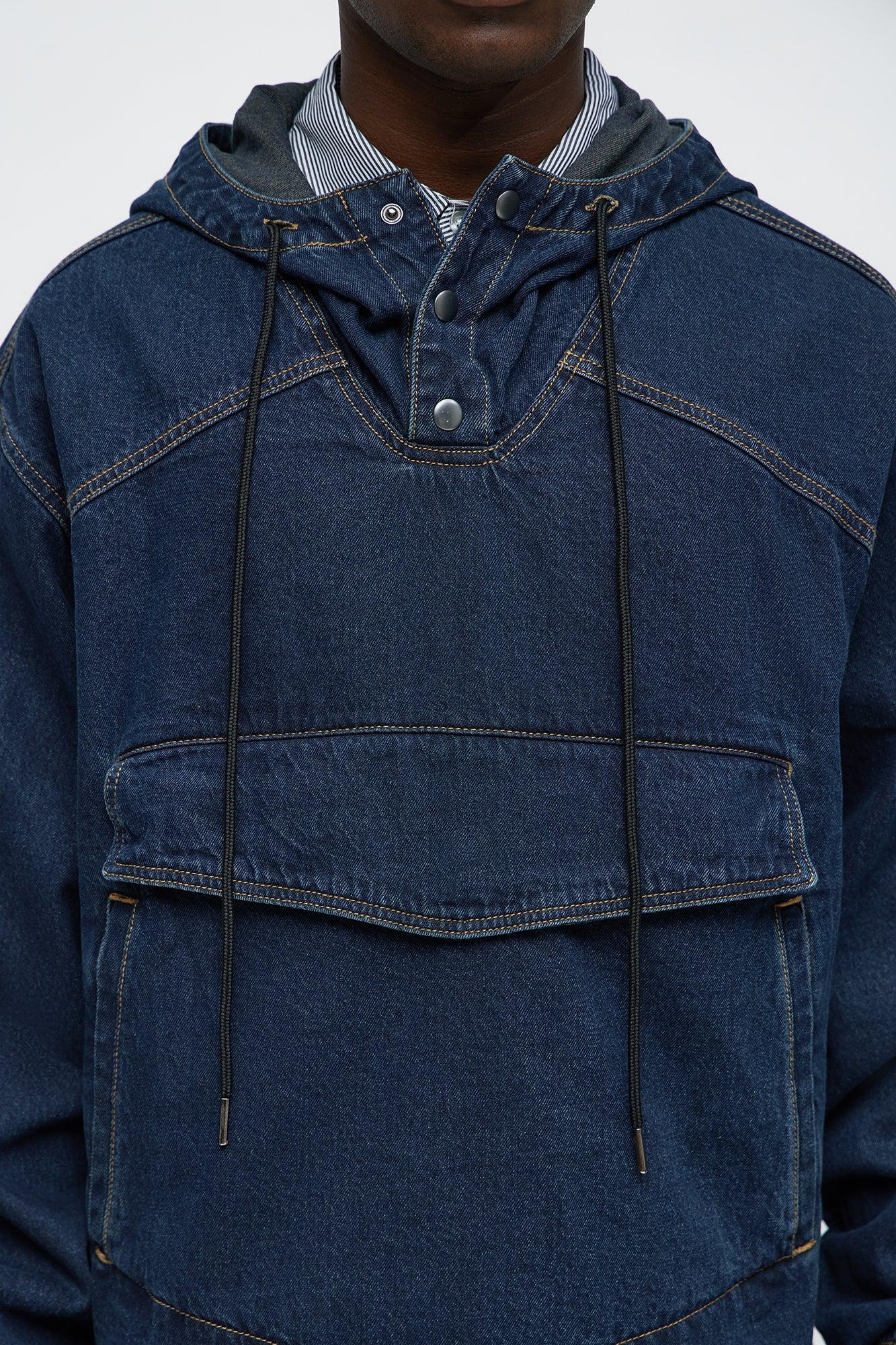 Oversized In My City Anorak Denim Jacket - Dark Wash Product Image